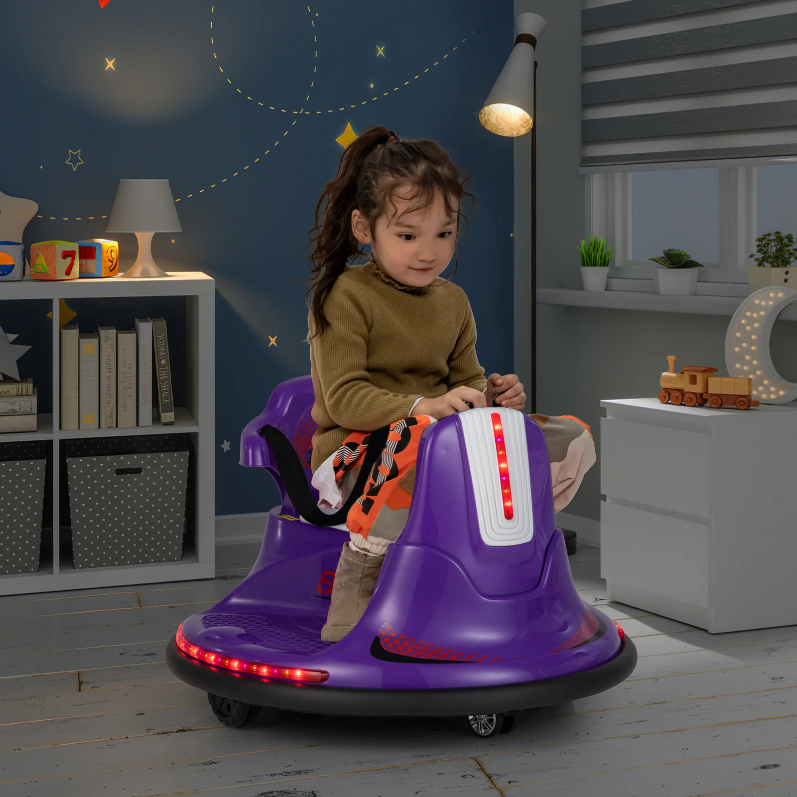 12V Kids Ride On Bumper Car with Remote Control Lights and Music - Image 26