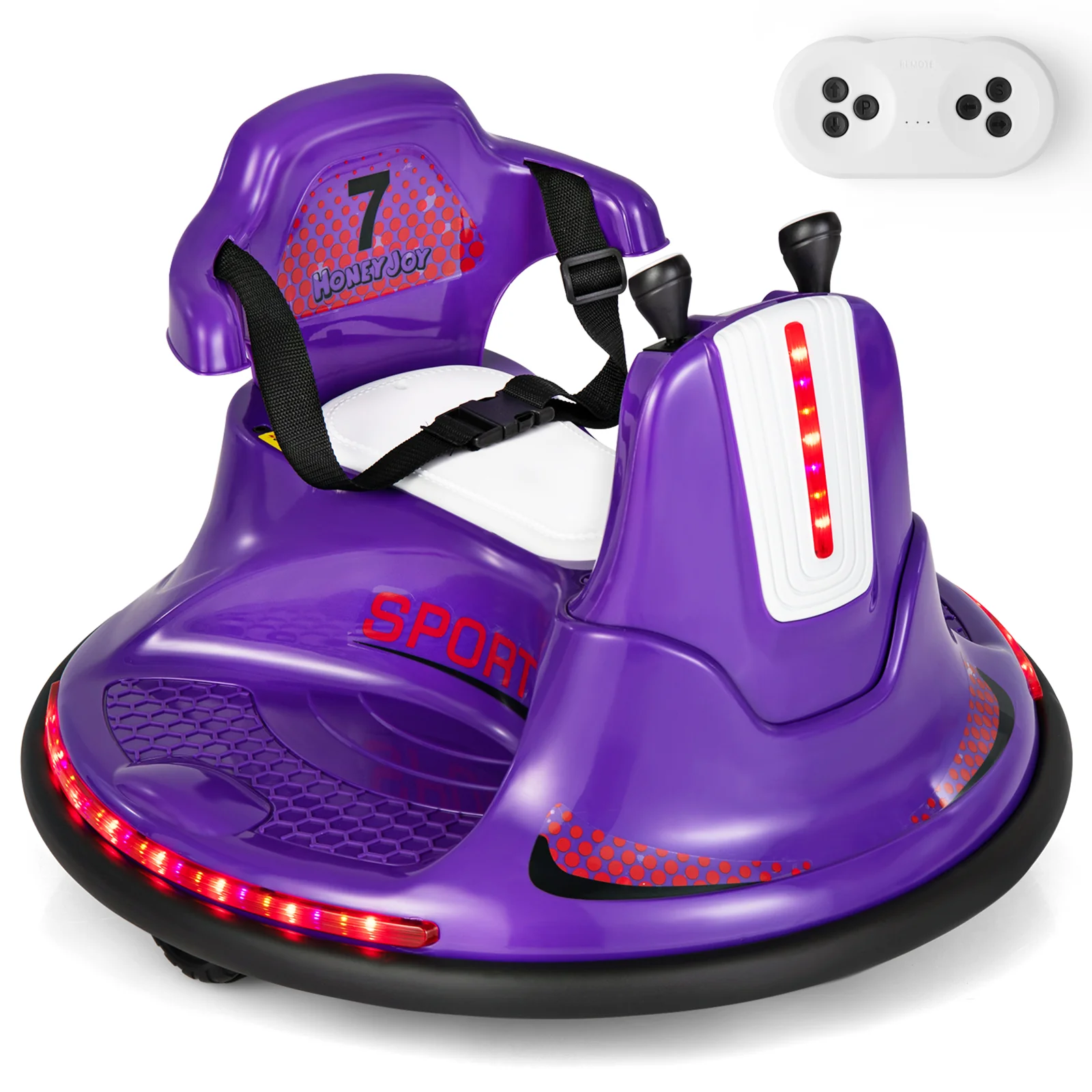 12V Kids Ride On Bumper Car with Remote Control Lights and Music - Image 28