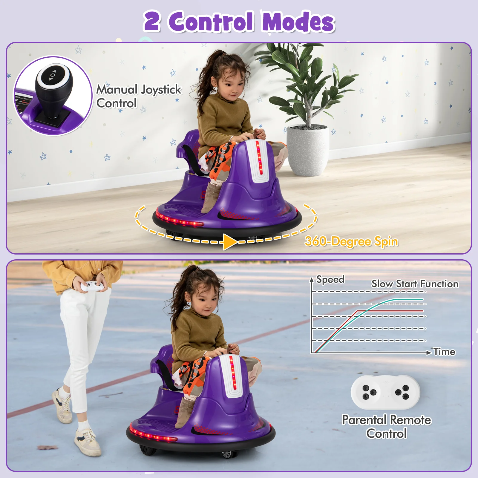 12V Kids Ride On Bumper Car with Remote Control Lights and Music - Image 30