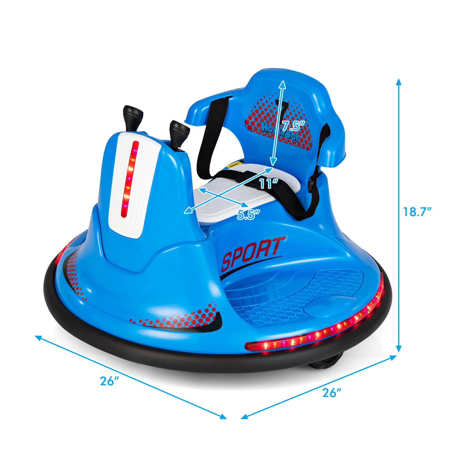 12V Kids Ride On Bumper Car with Remote Control Lights and Music - Image 4