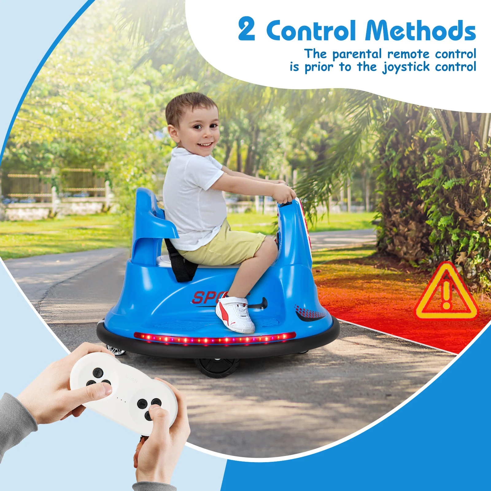 12V Kids Ride On Bumper Car with Remote Control Lights and Music - Image 8