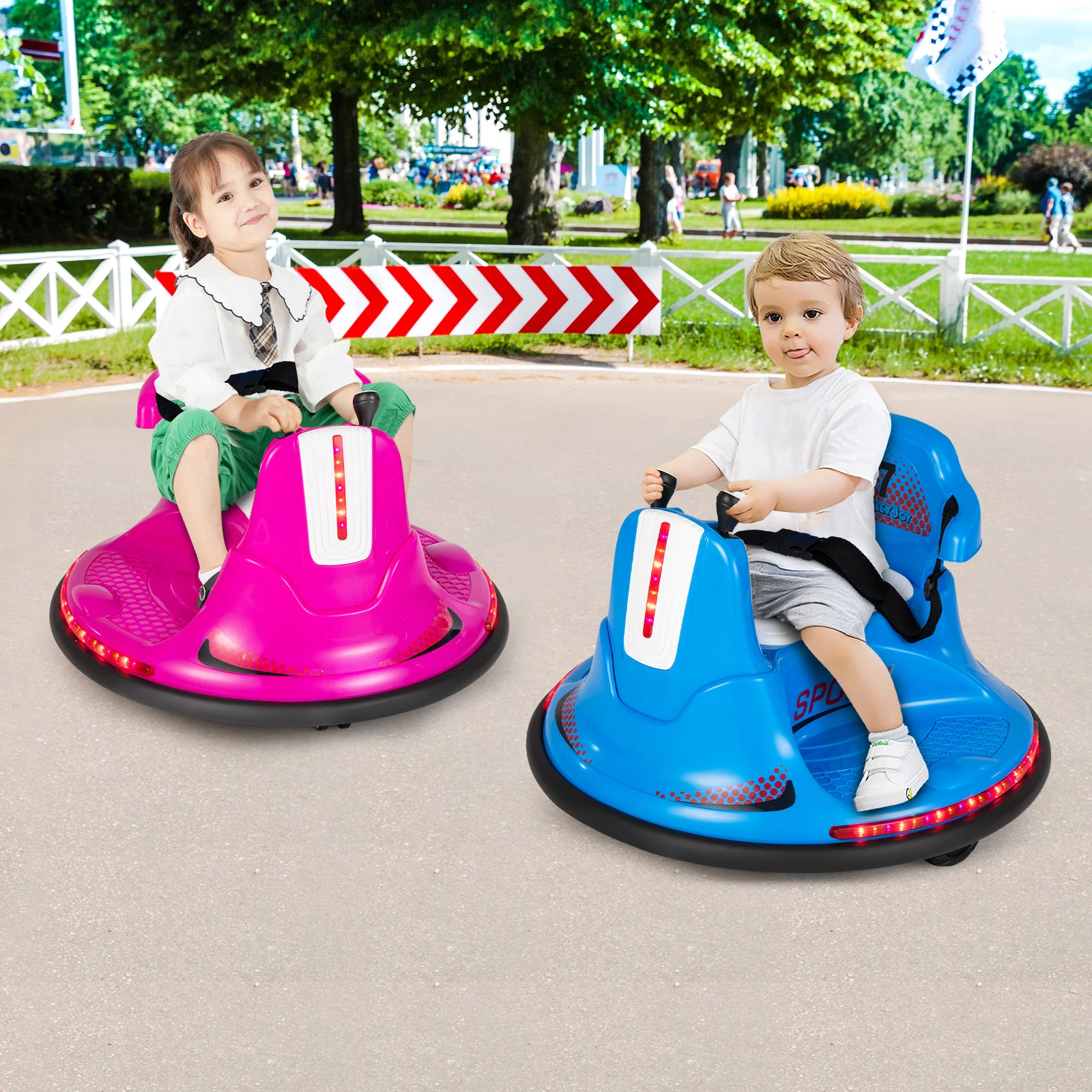 12V Kids Ride On Bumper Car with Remote Control Lights and Music - Image 9