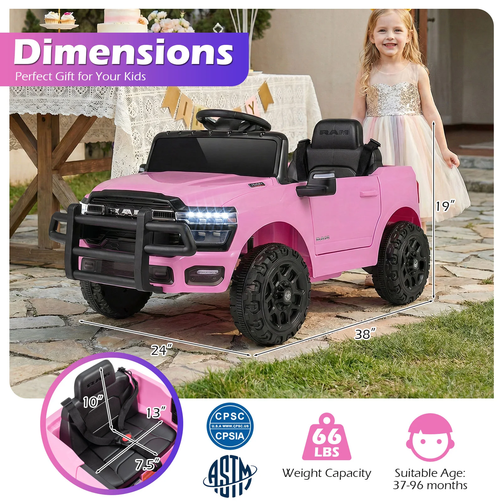 12V Kids Ride On Car Licensed RAM 3500 Electric Vehicle with Remote Control - Image 13