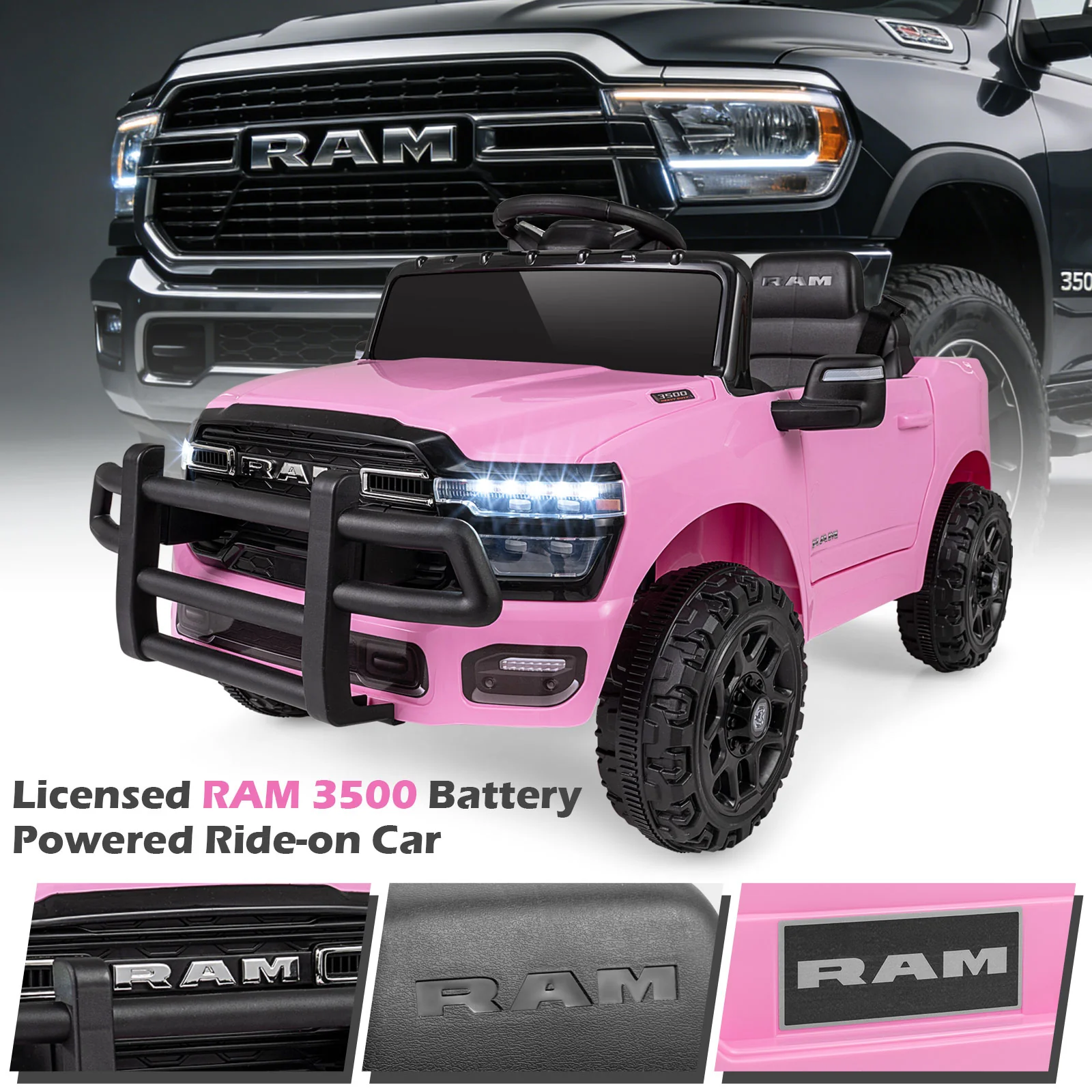 12V Kids Ride On Car Licensed RAM 3500 Electric Vehicle with Remote Control - Image 14