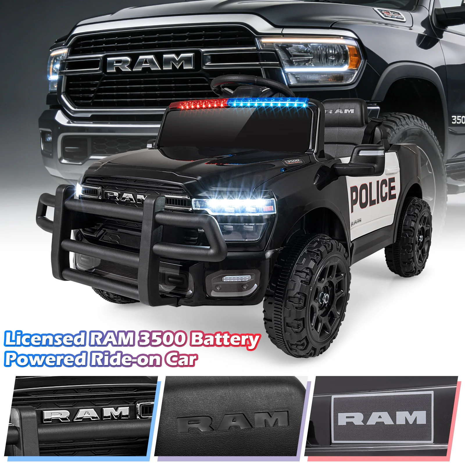 12V Kids Ride On Car Licensed RAM 3500 Electric Vehicle with Remote Control - Image 6