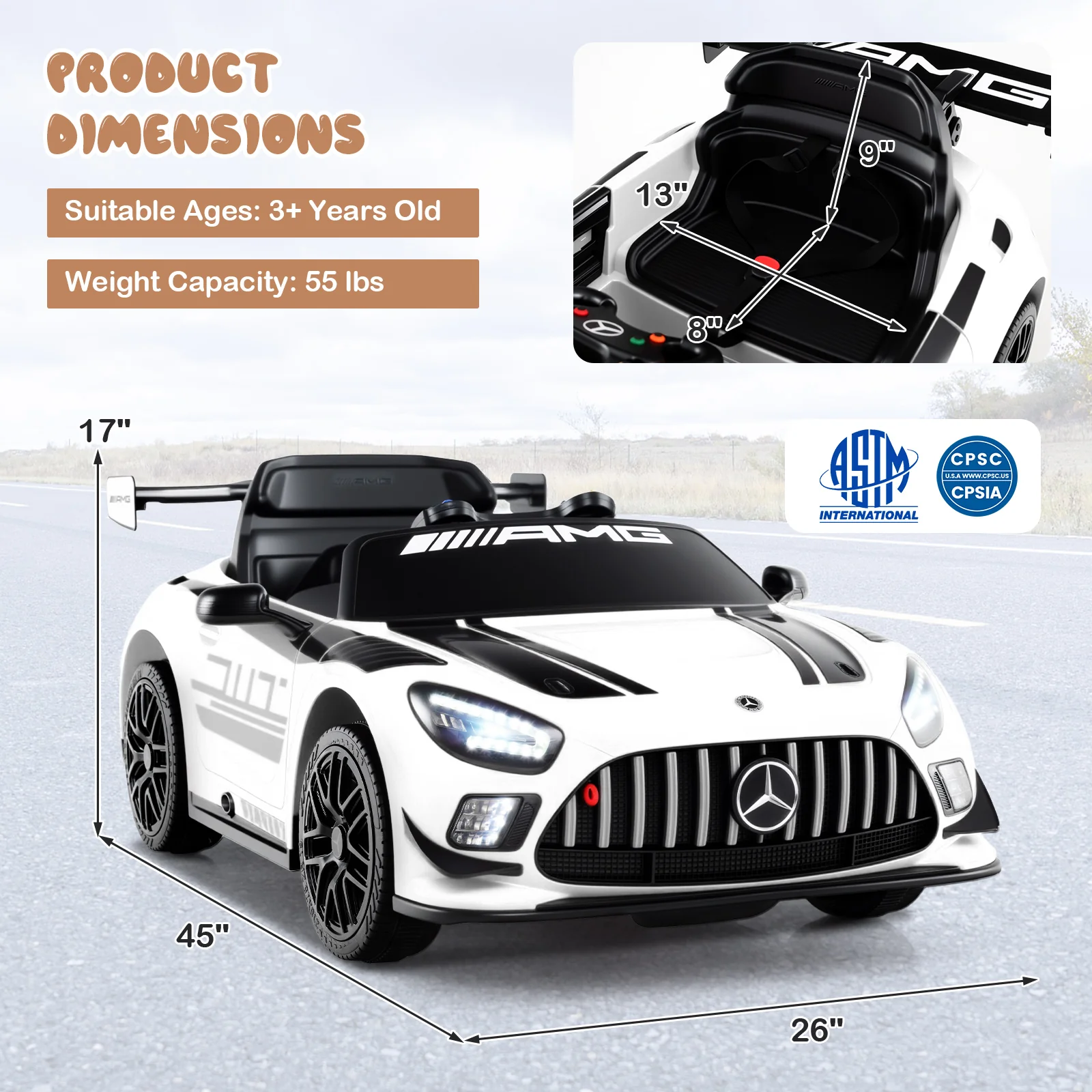12V Kids Ride-On Car Mercedes-AMG GT3 Licensed with Adjustable Speed - Image 12
