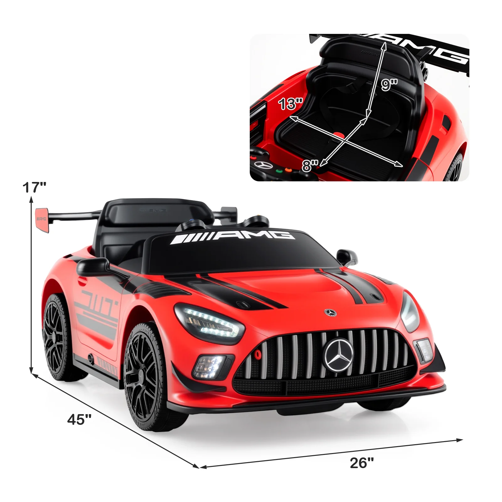 12V Kids Ride-On Car Mercedes-AMG GT3 Licensed with Adjustable Speed - Image 20