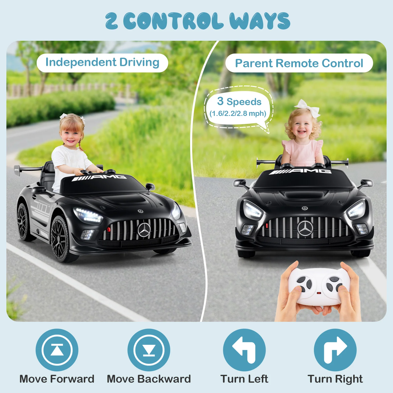 12V Kids Ride-On Car Mercedes-AMG GT3 Licensed with Adjustable Speed - Image 6