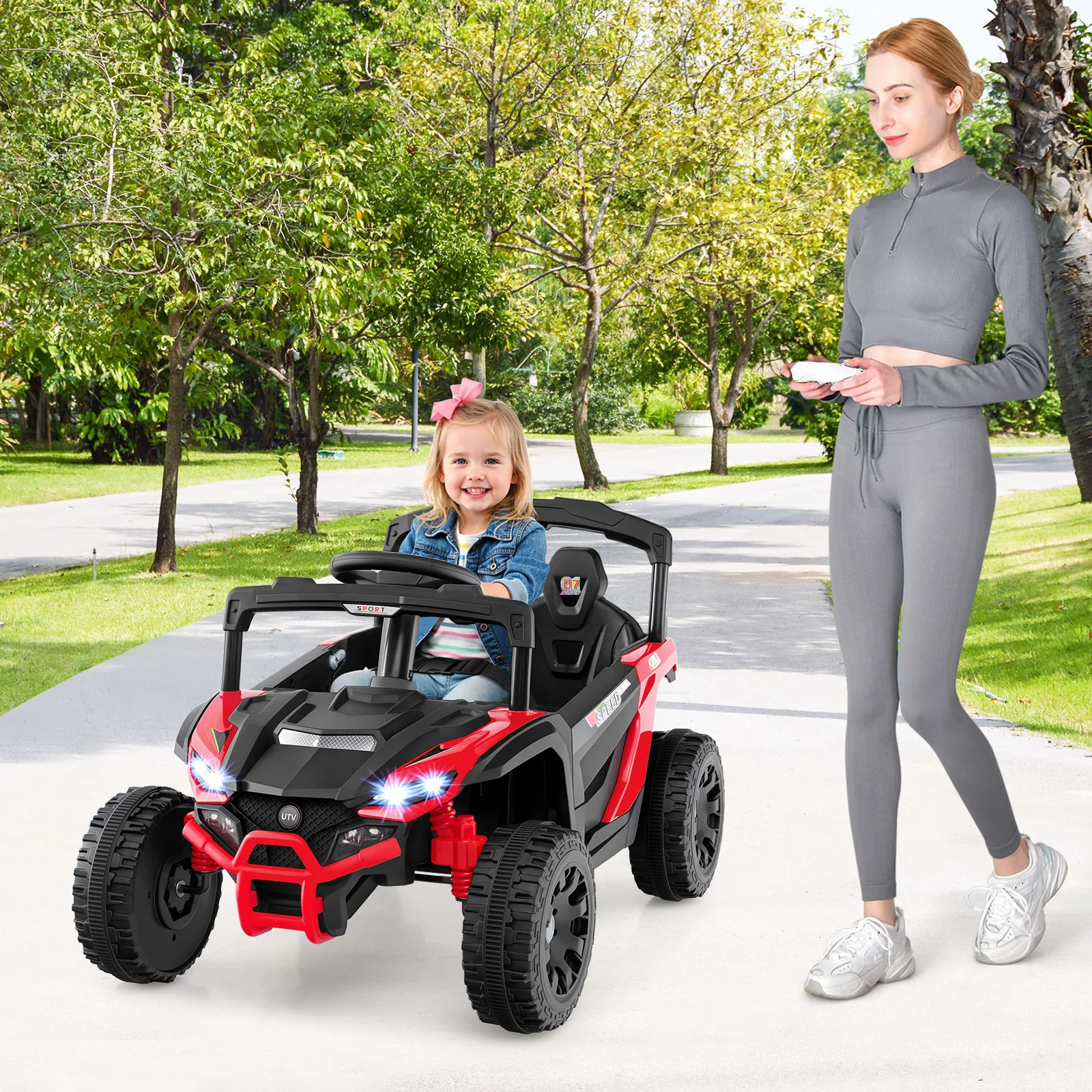 12V Kids Ride On Car UTV Electric Vehicle with LED Lights Music and Horn - Image 10