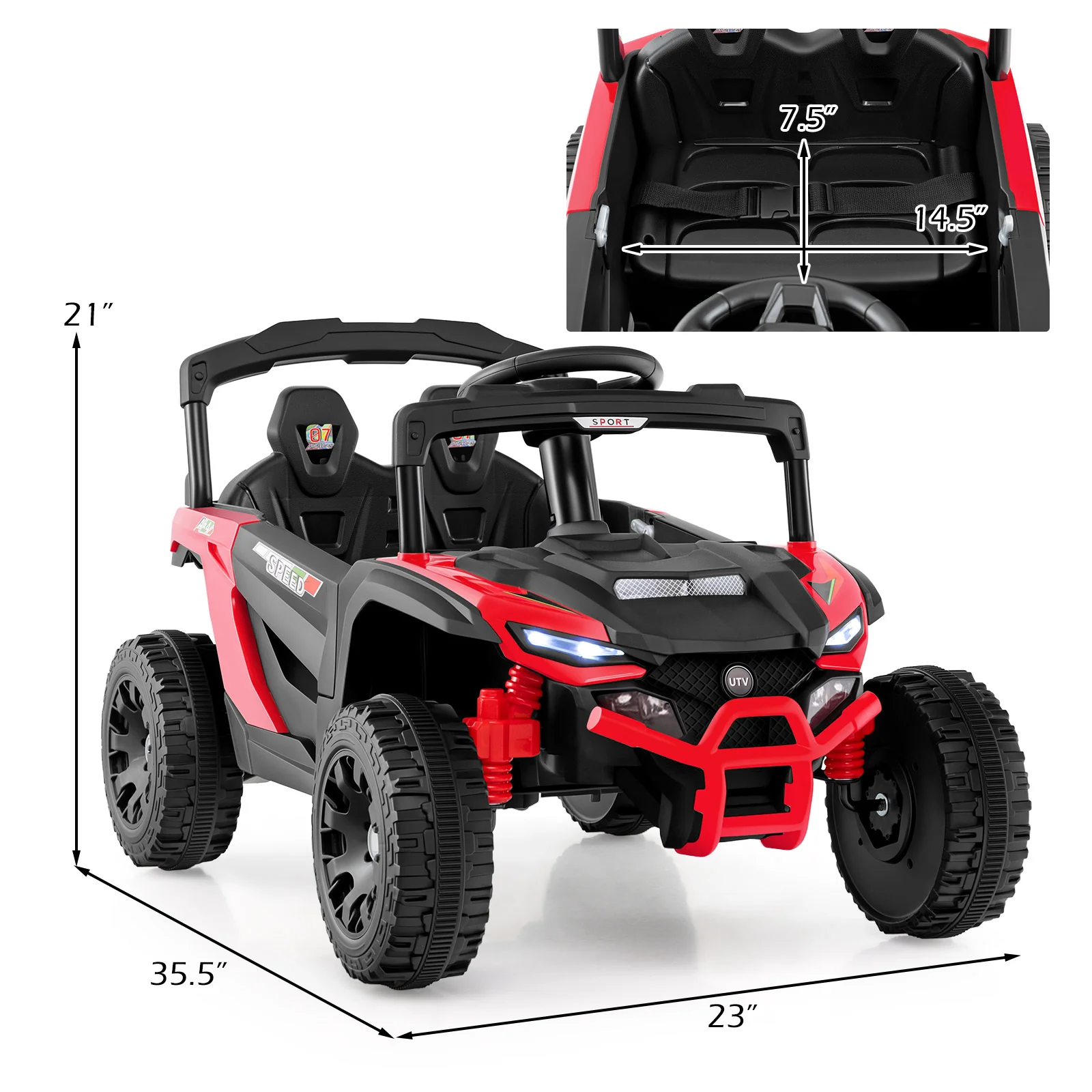12V Kids Ride On Car UTV Electric Vehicle with LED Lights Music and Horn - Image 13
