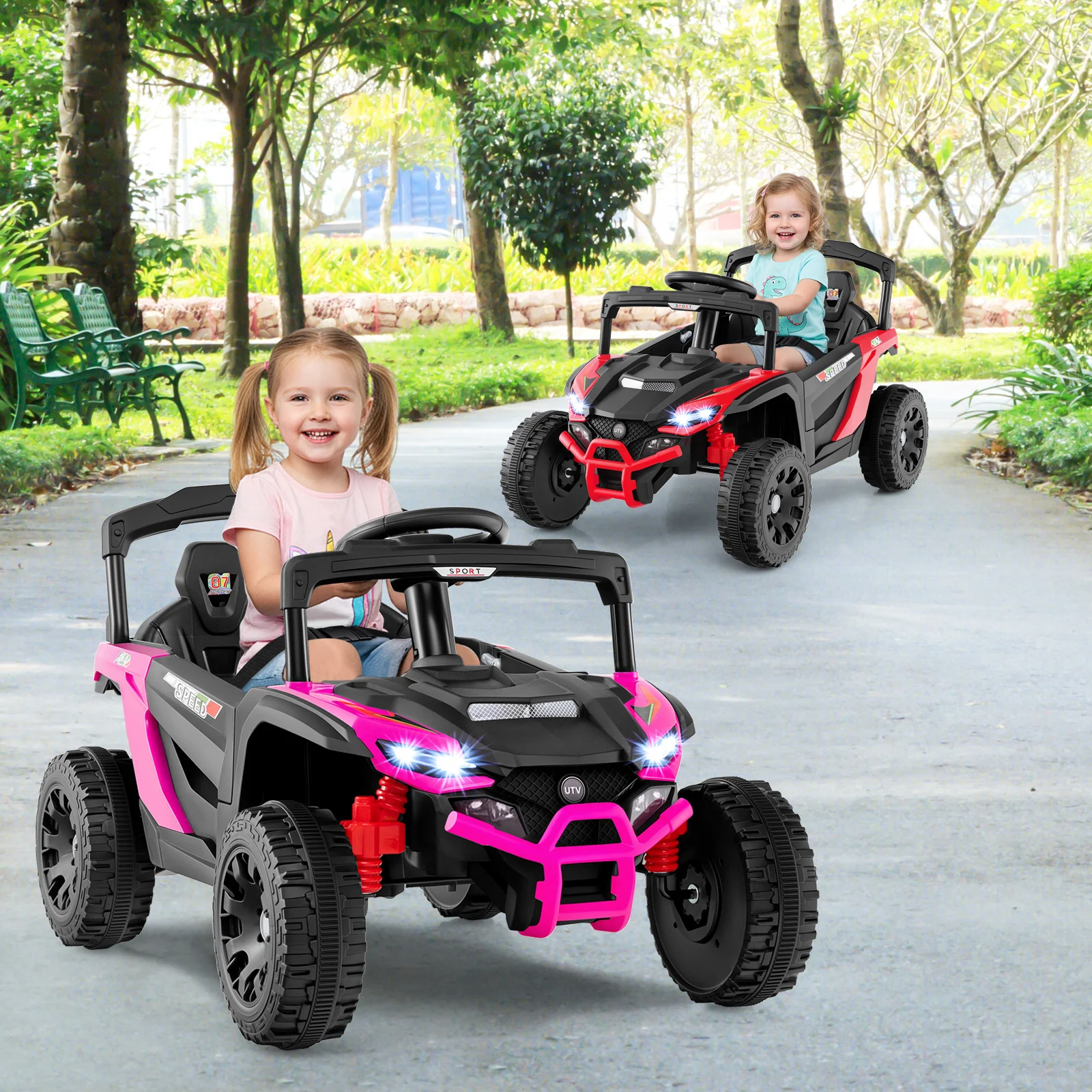 12V Kids Ride On Car UTV Electric Vehicle with LED Lights Music and Horn - Image 18