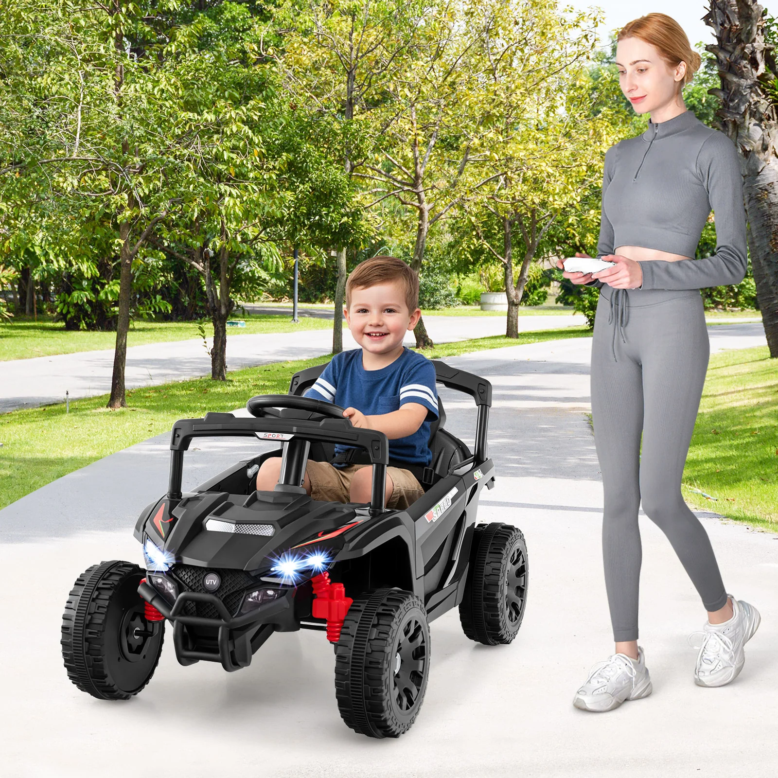12V Kids Ride On Car UTV Electric Vehicle with LED Lights Music and Horn - Image 2