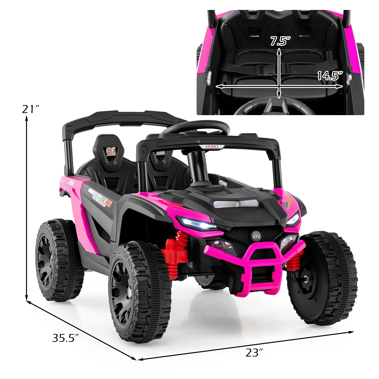 12V Kids Ride On Car UTV Electric Vehicle with LED Lights Music and Horn - Image 21