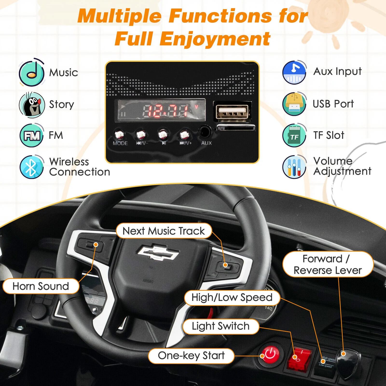 12V Kids Ride on Car with 2.4G Remote Control - Image 6