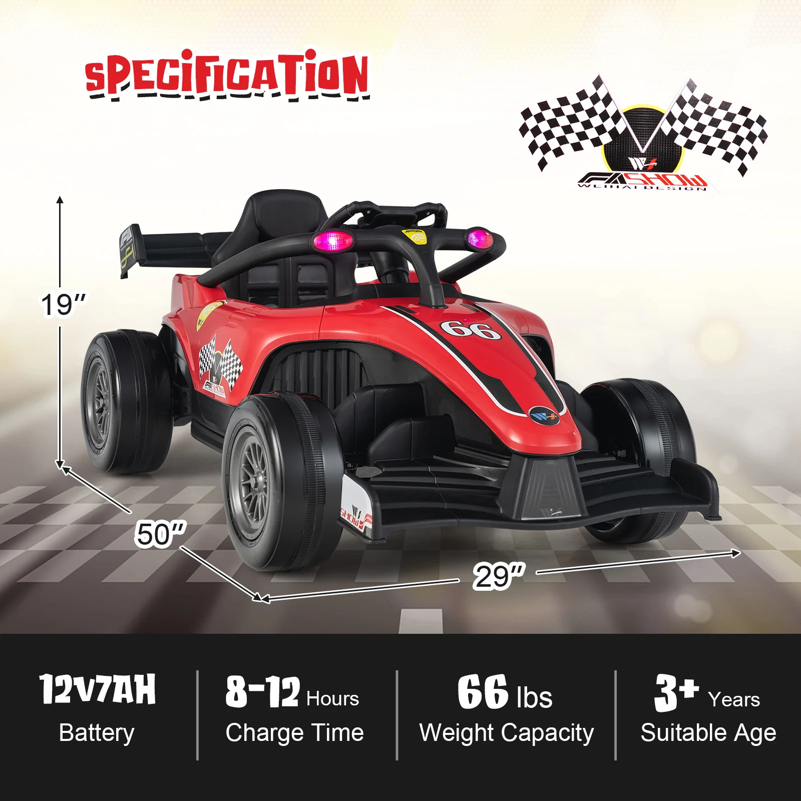 12V Kids Ride on Electric Formula Racing Car with Remote Control - Image 3