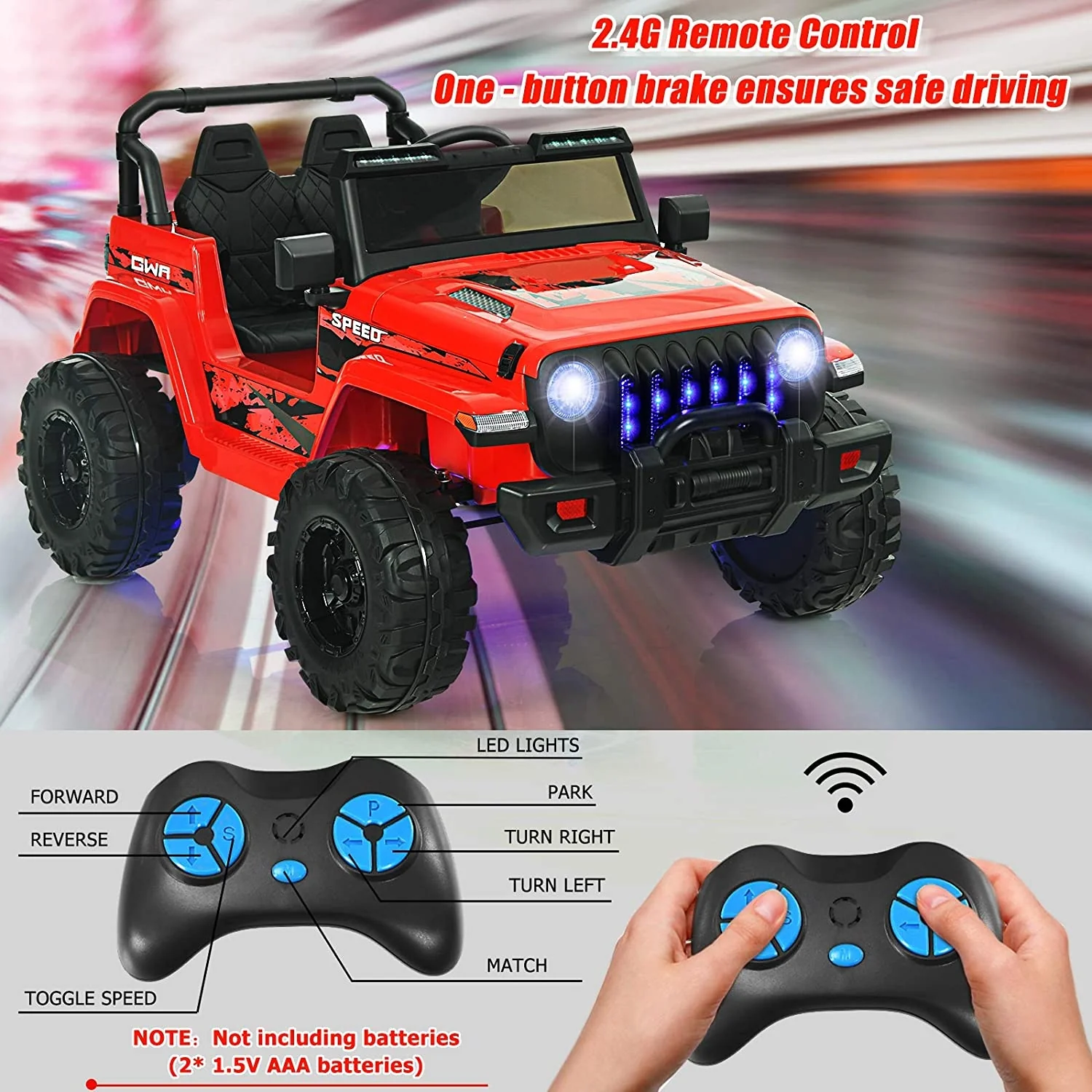12V Kids Ride-on Jeep Car with 2.4 G Remote Control - Image 16