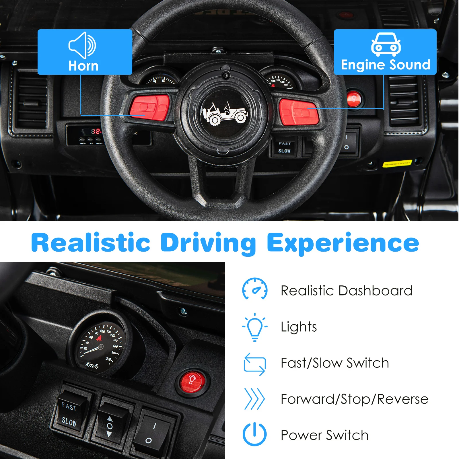 12V Kids Ride-on Jeep Car with 2.4 G Remote Control - Image 35