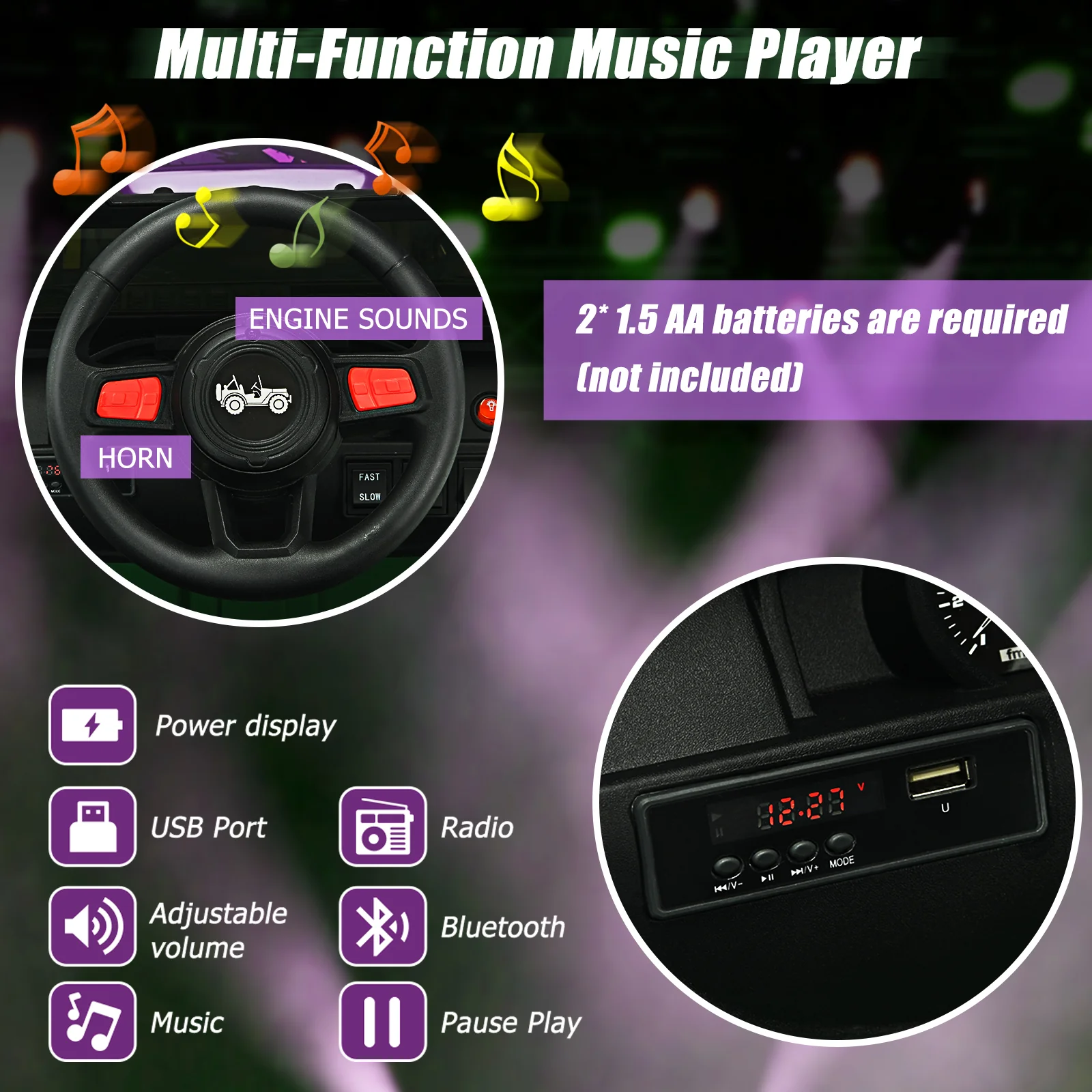 12V Kids Ride-on Jeep Car with 2.4 G Remote Control - Image 42
