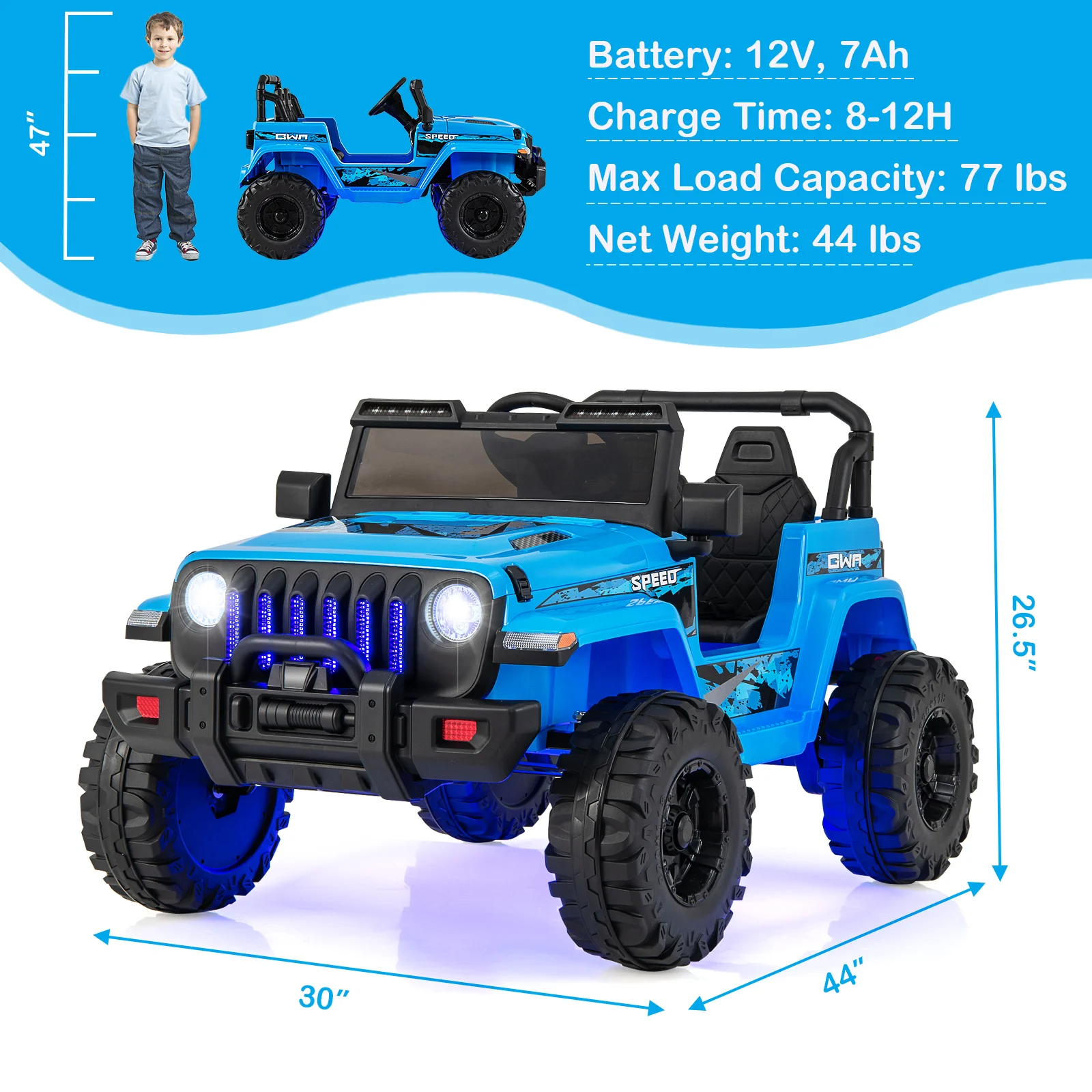 12V Kids Ride-on Jeep Car with 2.4 G Remote Control - Image 55