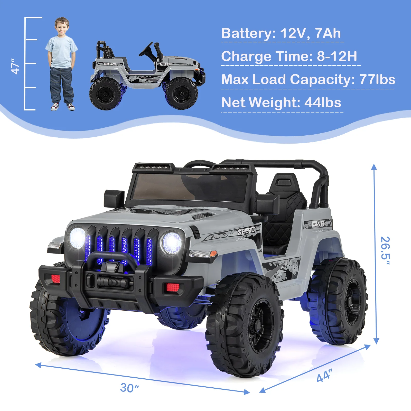 12V Kids Ride-on Jeep Car with 2.4 G Remote Control - Image 63