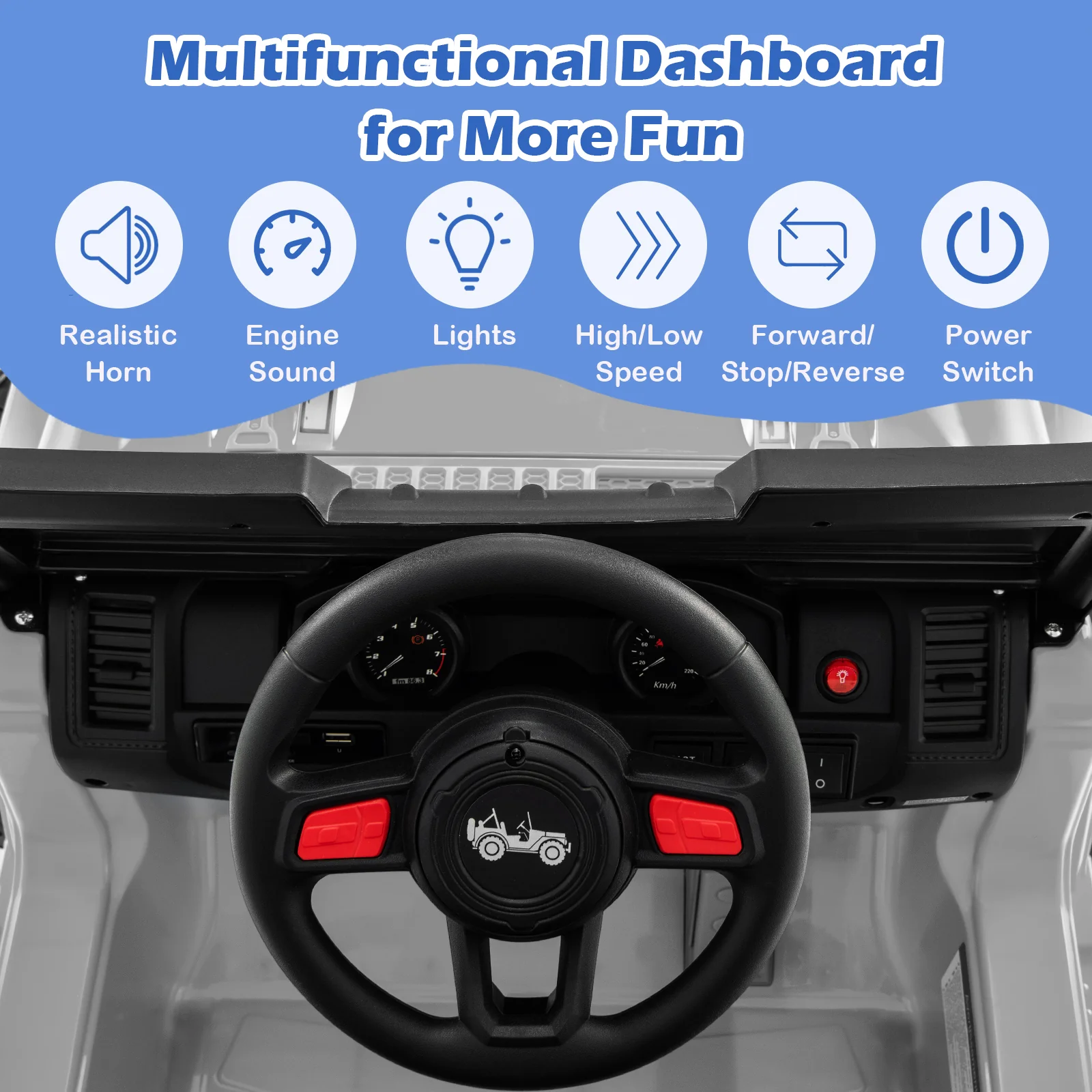 12V Kids Ride-on Jeep Car with 2.4 G Remote Control - Image 66