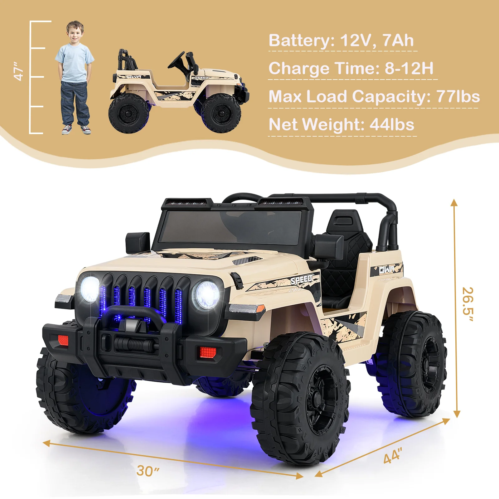 12V Kids Ride-on Jeep Car with 2.4 G Remote Control - Image 71