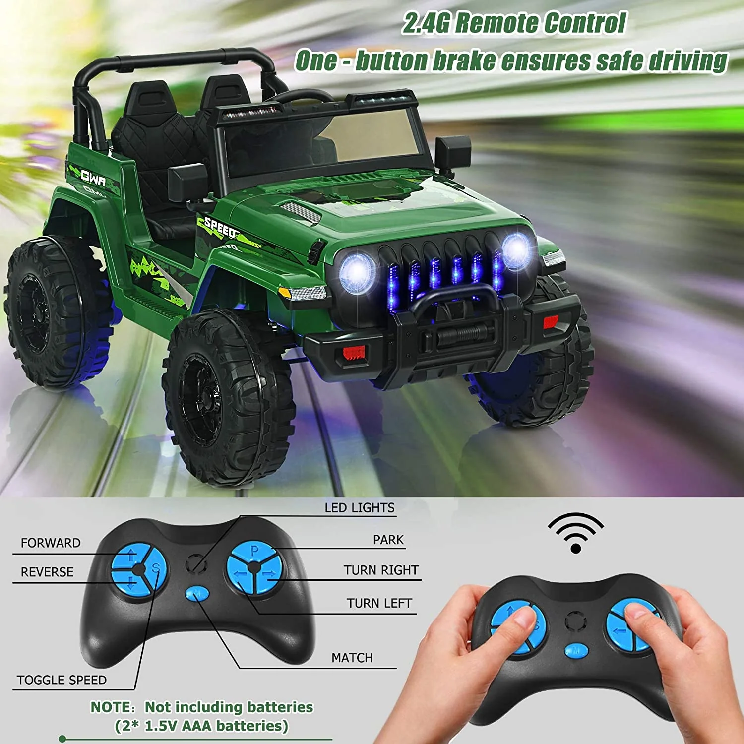 12V Kids Ride-on Jeep Car with 2.4 G Remote Control - Image 9