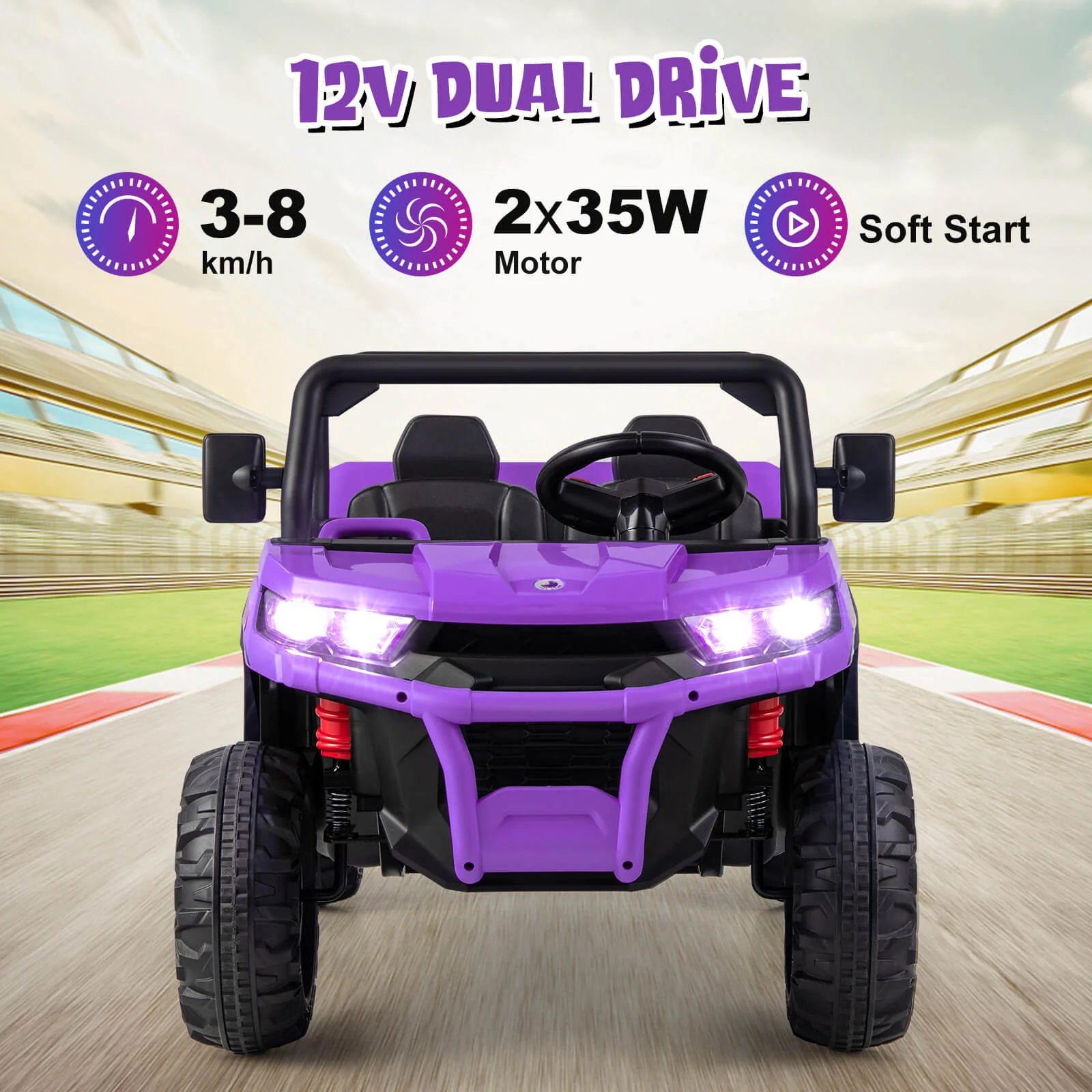 12V Kids Ride On Truck Car with Remote Control and 2 Seaters - Image 5
