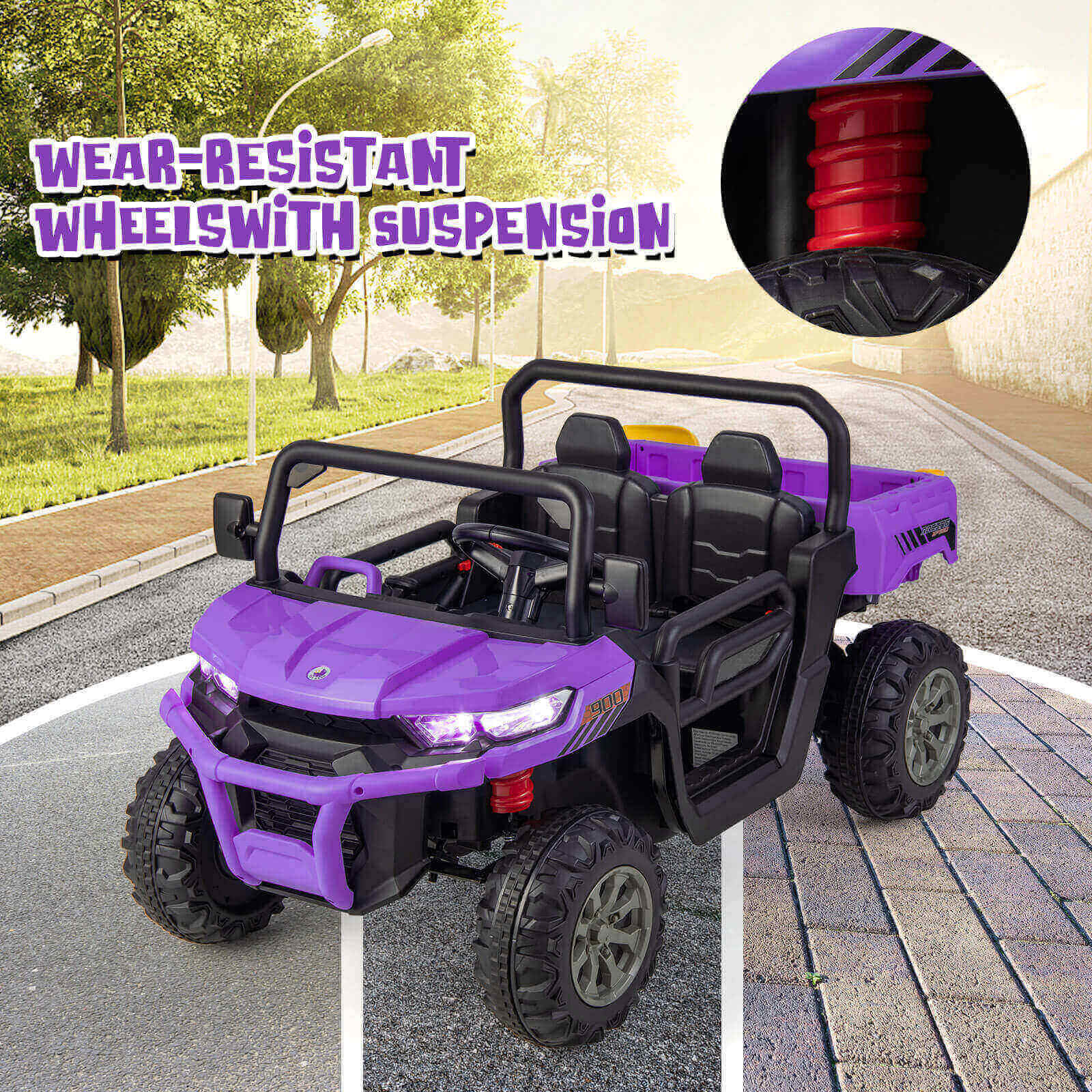 12V Kids Ride On Truck Car with Remote Control and 2 Seaters - Image 8
