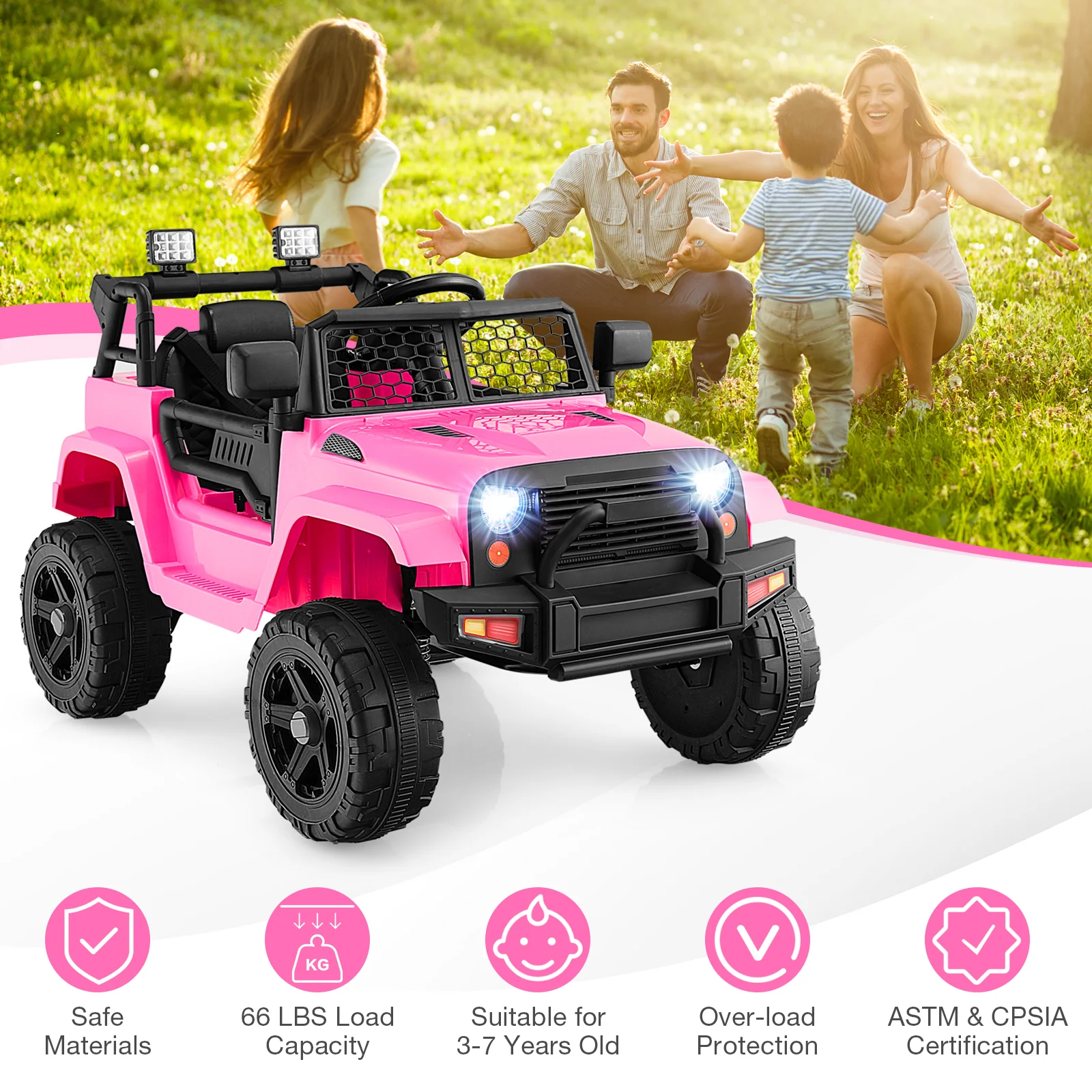 12V Kids Ride On Truck with Remote Control and Headlights - Image 13