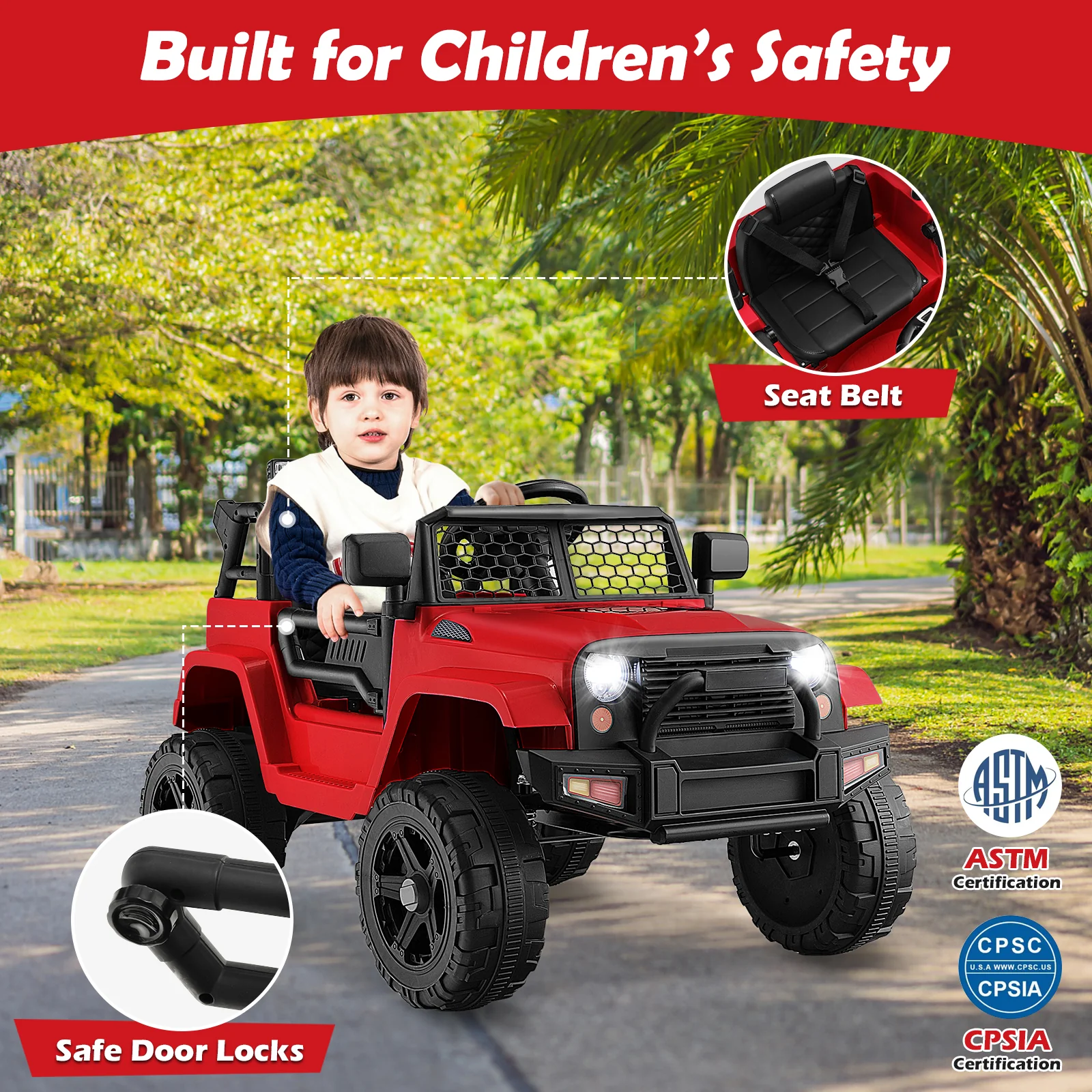 12V Kids Ride On Truck with Remote Control and Headlights - Image 30