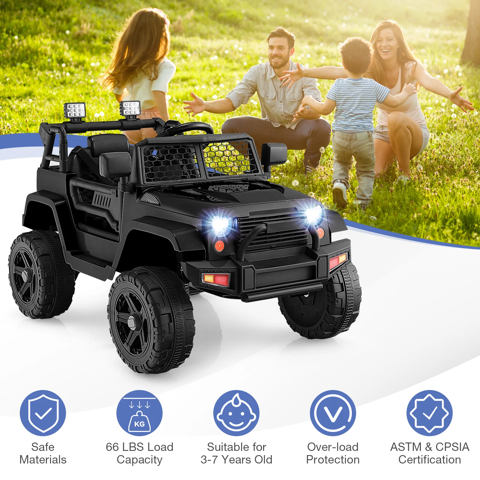 12V Kids Ride On Truck with Remote Control and Headlights - Image 5