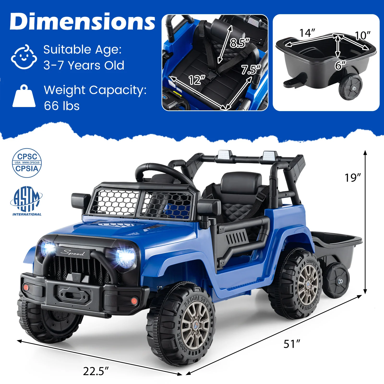 12V Kids Ride On UTV Car with Detachable Trailer - Image 12