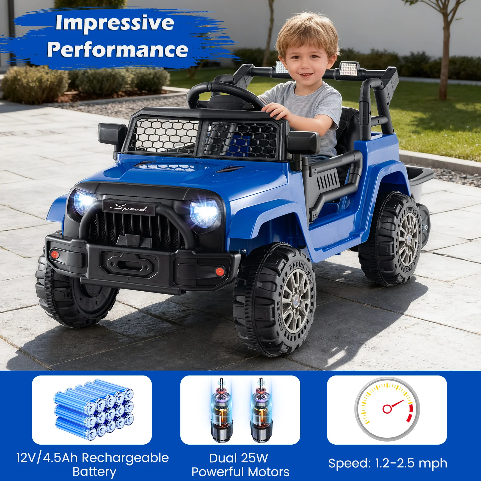 12V Kids Ride On UTV Car with Detachable Trailer - Image 13