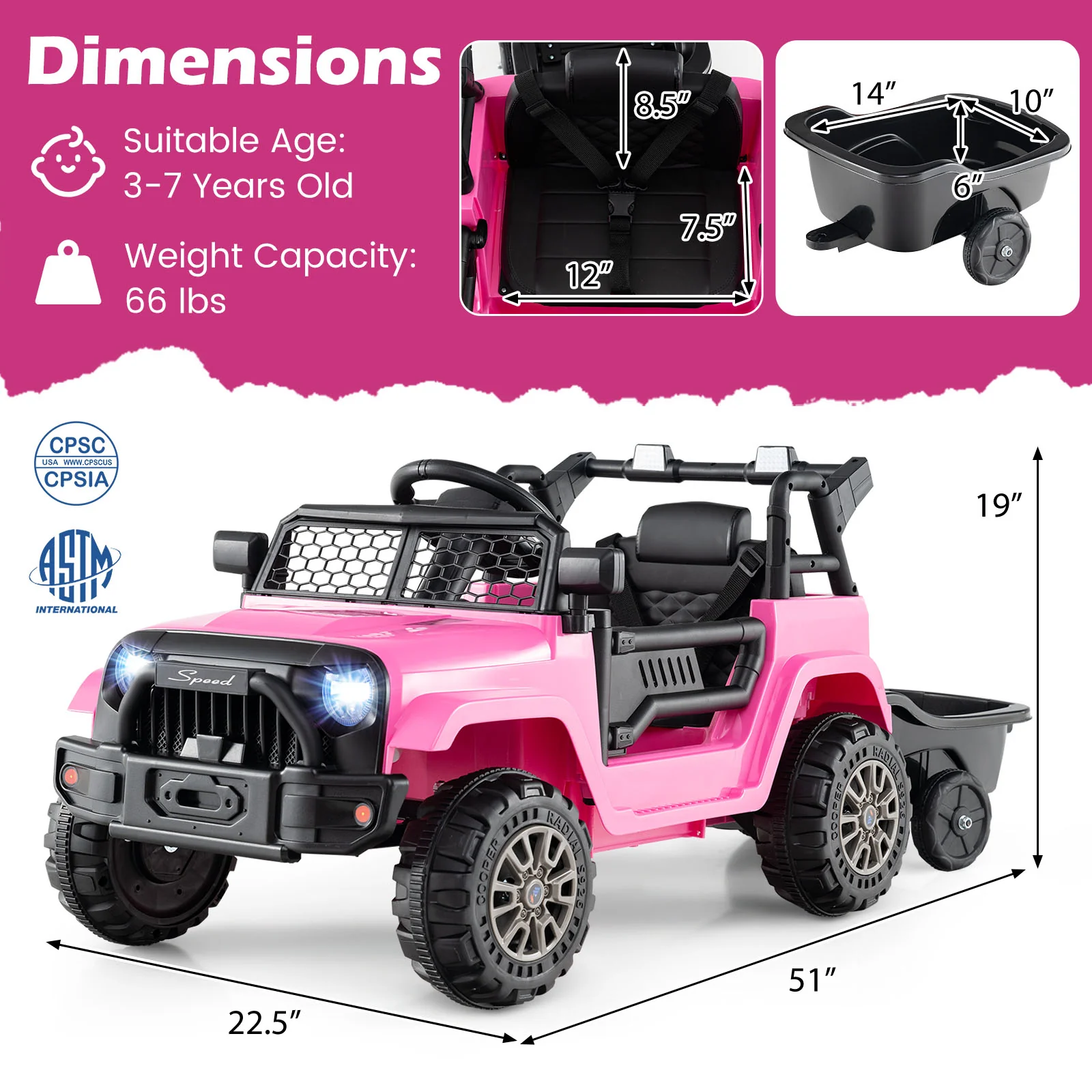 12V Kids Ride On UTV Car with Detachable Trailer - Image 20