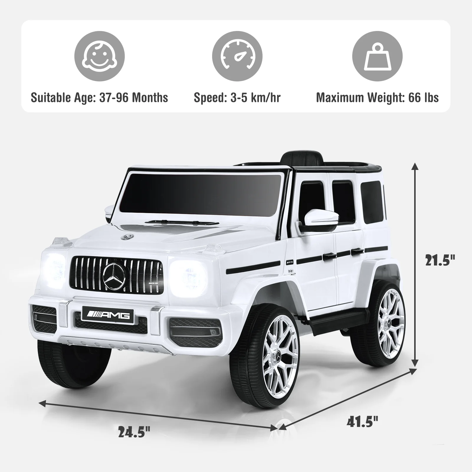 12V Mercedes-Benz G63 Licensed Kids Ride On Car with Remote Control - Image 13