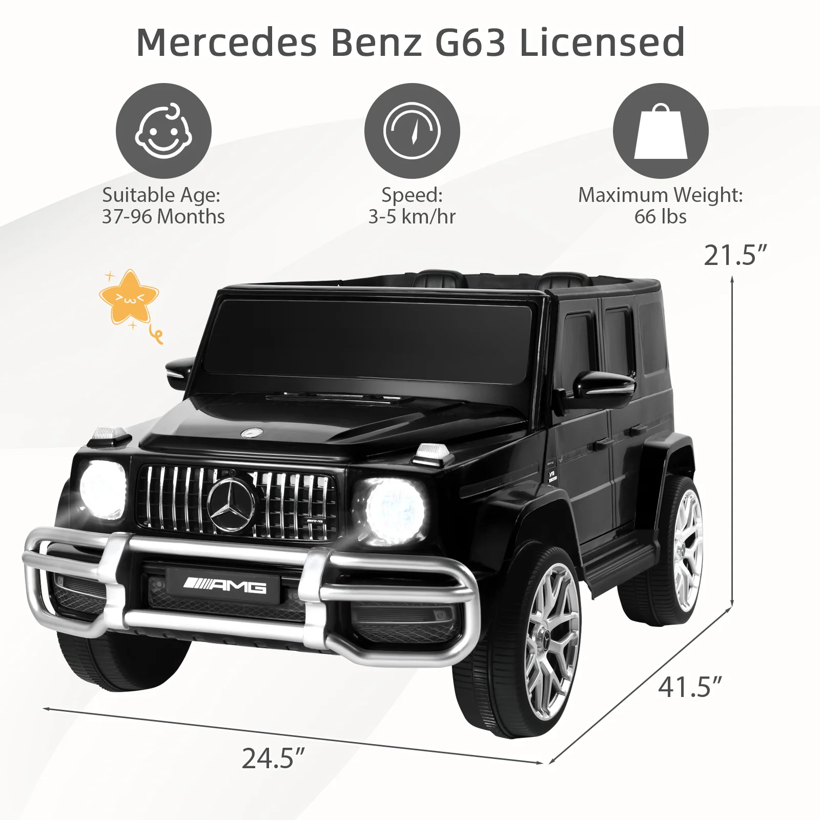 12V Mercedes-Benz G63 Licensed Kids Ride On Car with Remote Control - Image 20