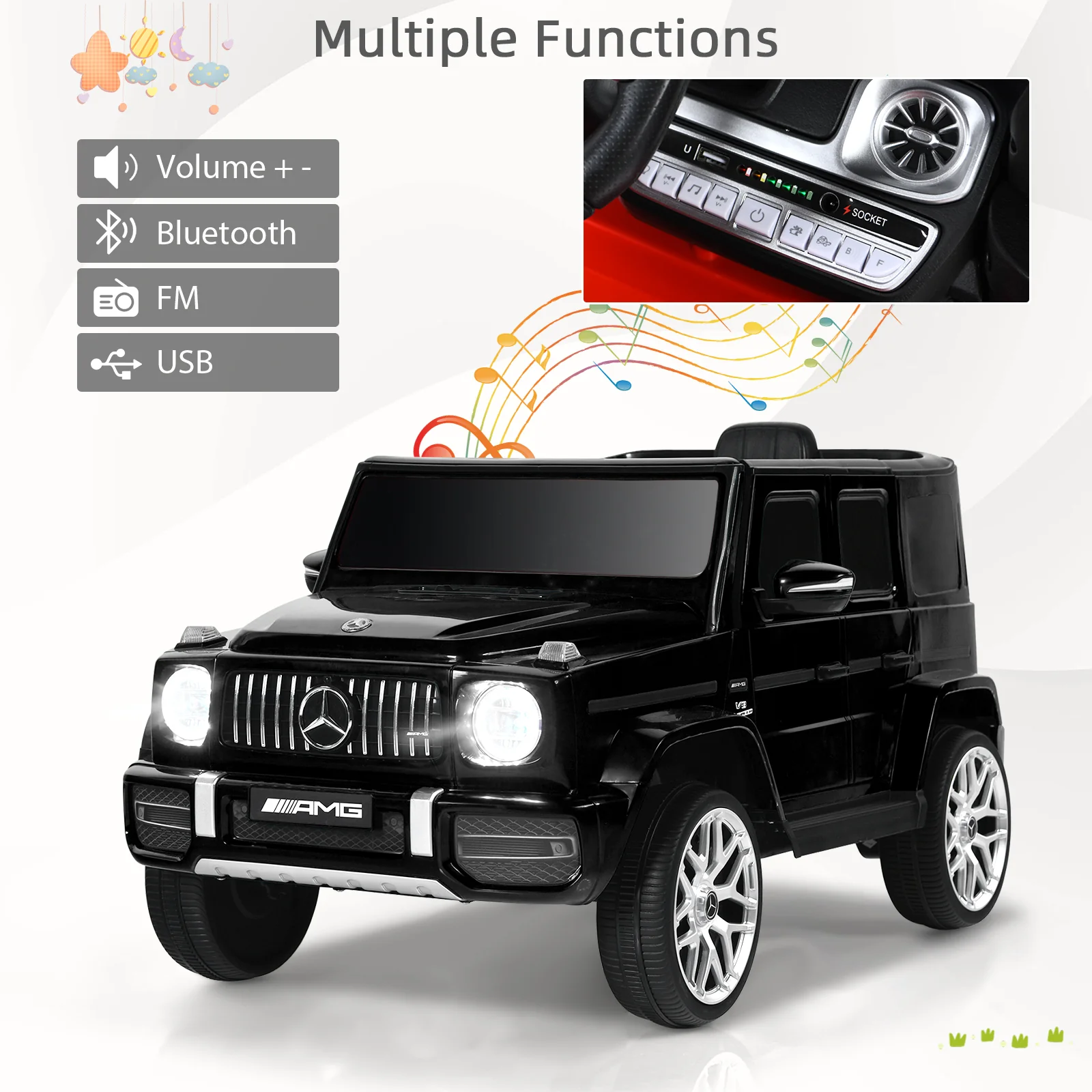 12V Mercedes-Benz G63 Licensed Kids Ride On Car with Remote Control - Image 23