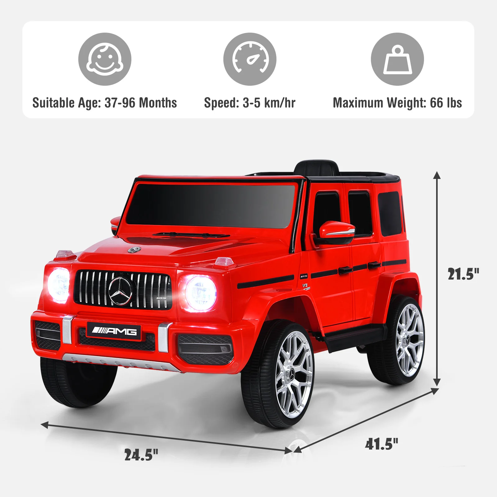 12V Mercedes-Benz G63 Licensed Kids Ride On Car with Remote Control - Image 4