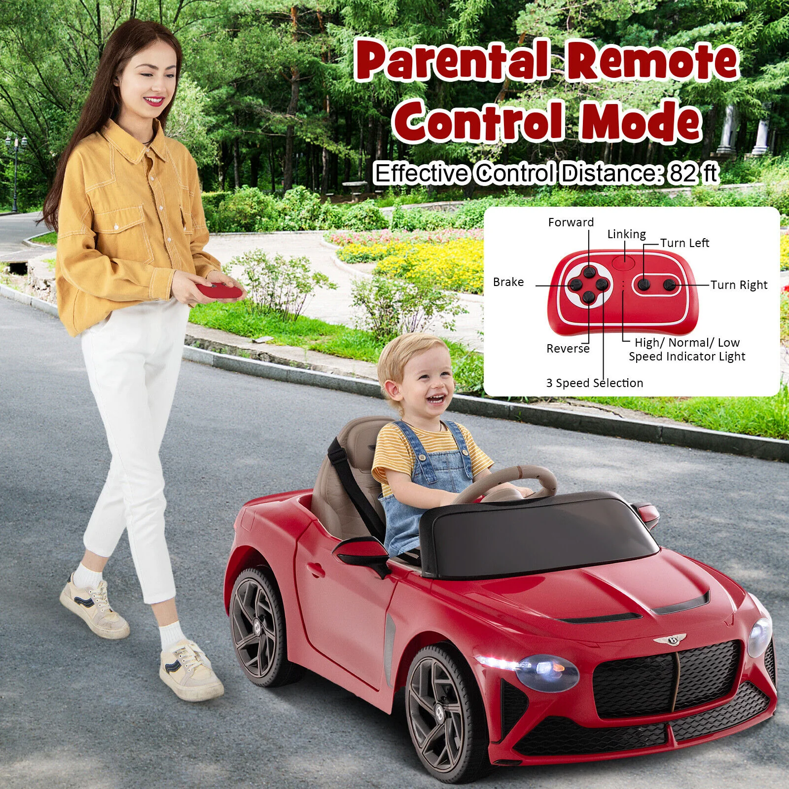 12V Powered Car Kids Ride-on Racer Car Licensed Bentley Bacalar - Image 15
