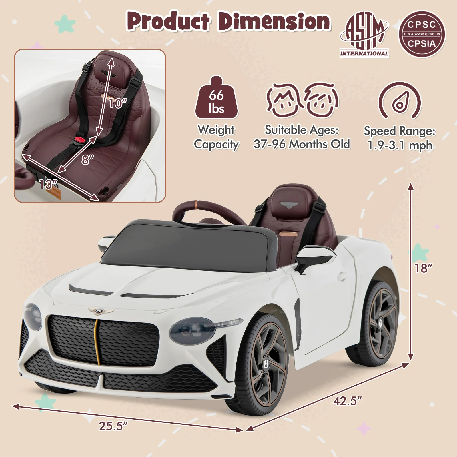 12V Powered Car Kids Ride-on Racer Car Licensed Bentley Bacalar - Image 28