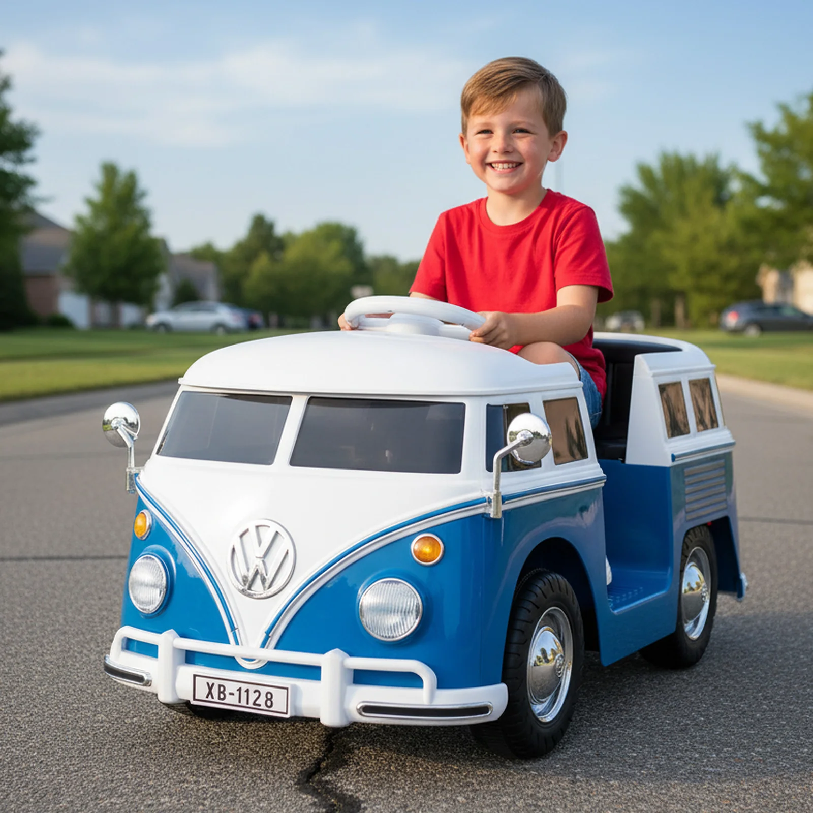 12V Ride On Car Licensed Volkswagen Ride-on Bus with Cup Holder and LED Headlights for 3+ Years Old - Image 10