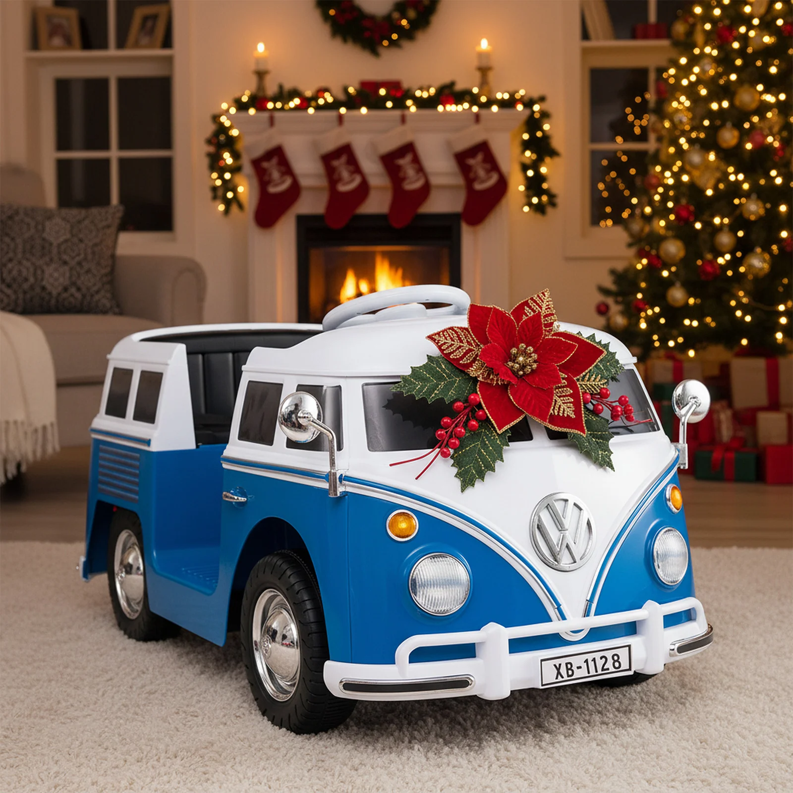 12V Ride On Car Licensed Volkswagen Ride-on Bus with Cup Holder and LED Headlights for 3+ Years Old - Image 9