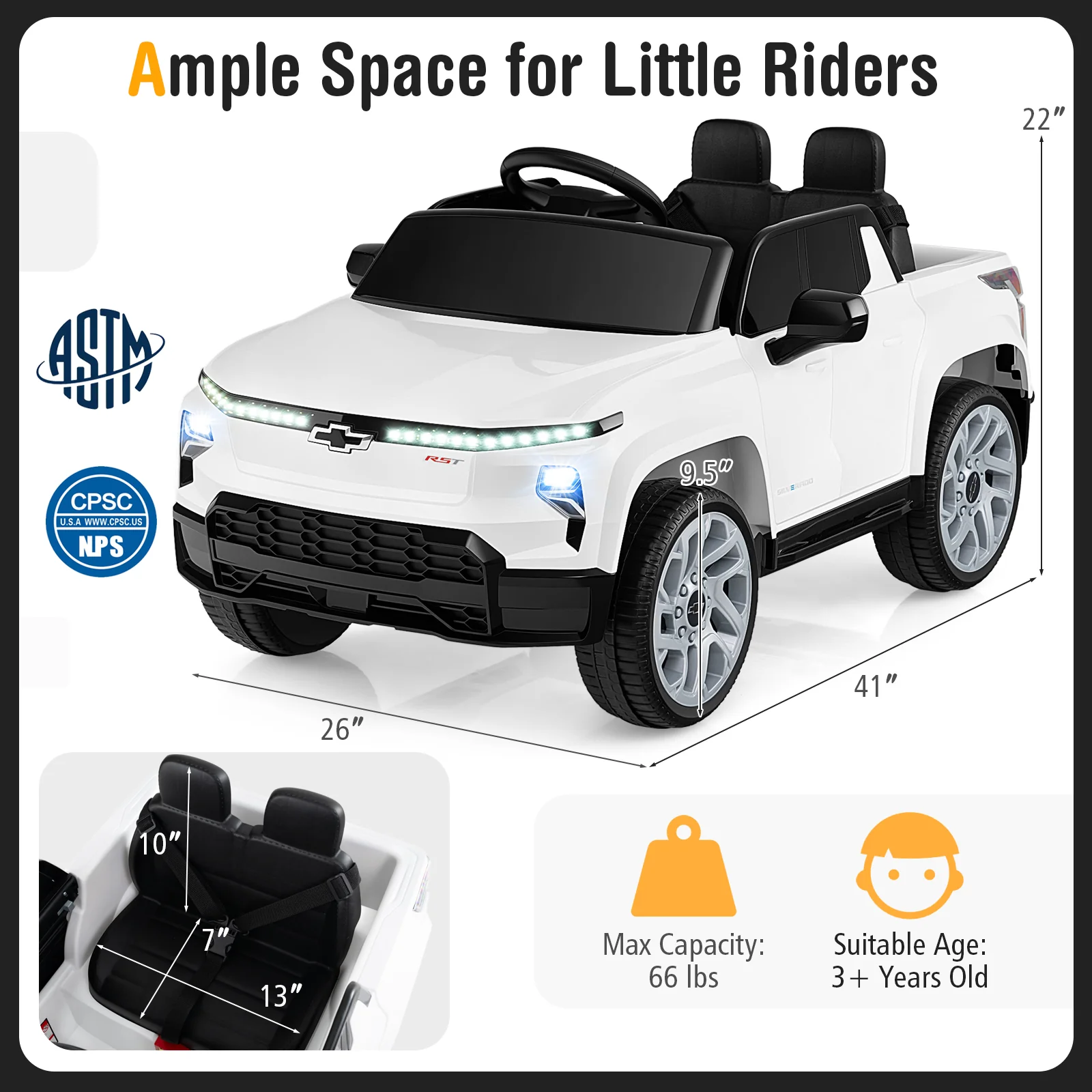 12V Ride on Car Truck Licensed Chevrolet with Remote Control Gift for 3+ - Image 12