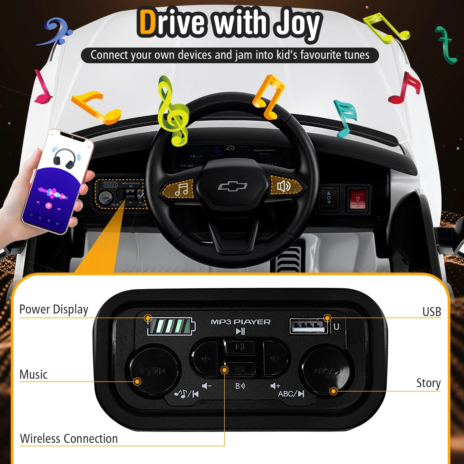 12V Ride on Car Truck Licensed Chevrolet with Remote Control Gift for 3+ - Image 15