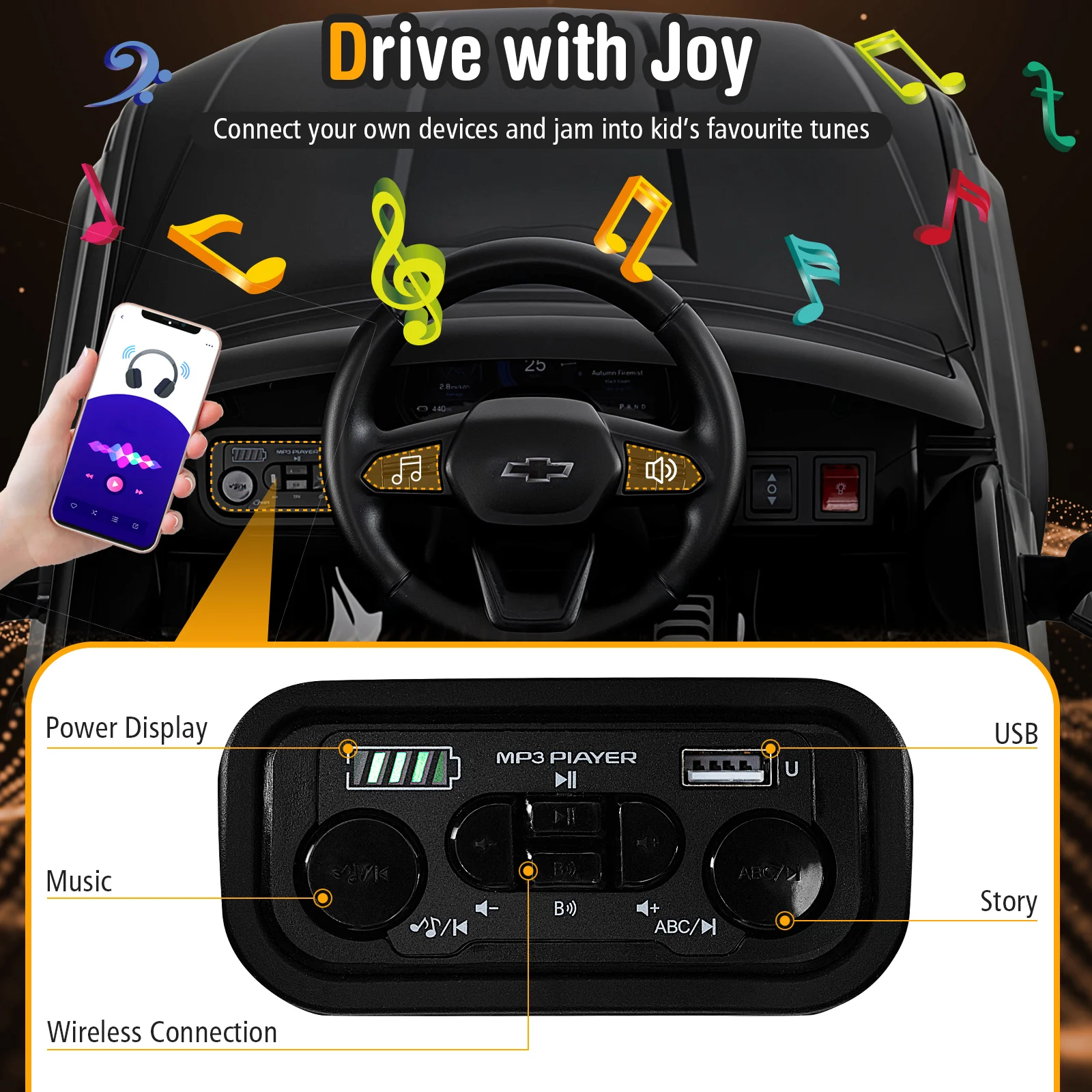 12V Ride on Car Truck Licensed Chevrolet with Remote Control Gift for 3+ - Image 8