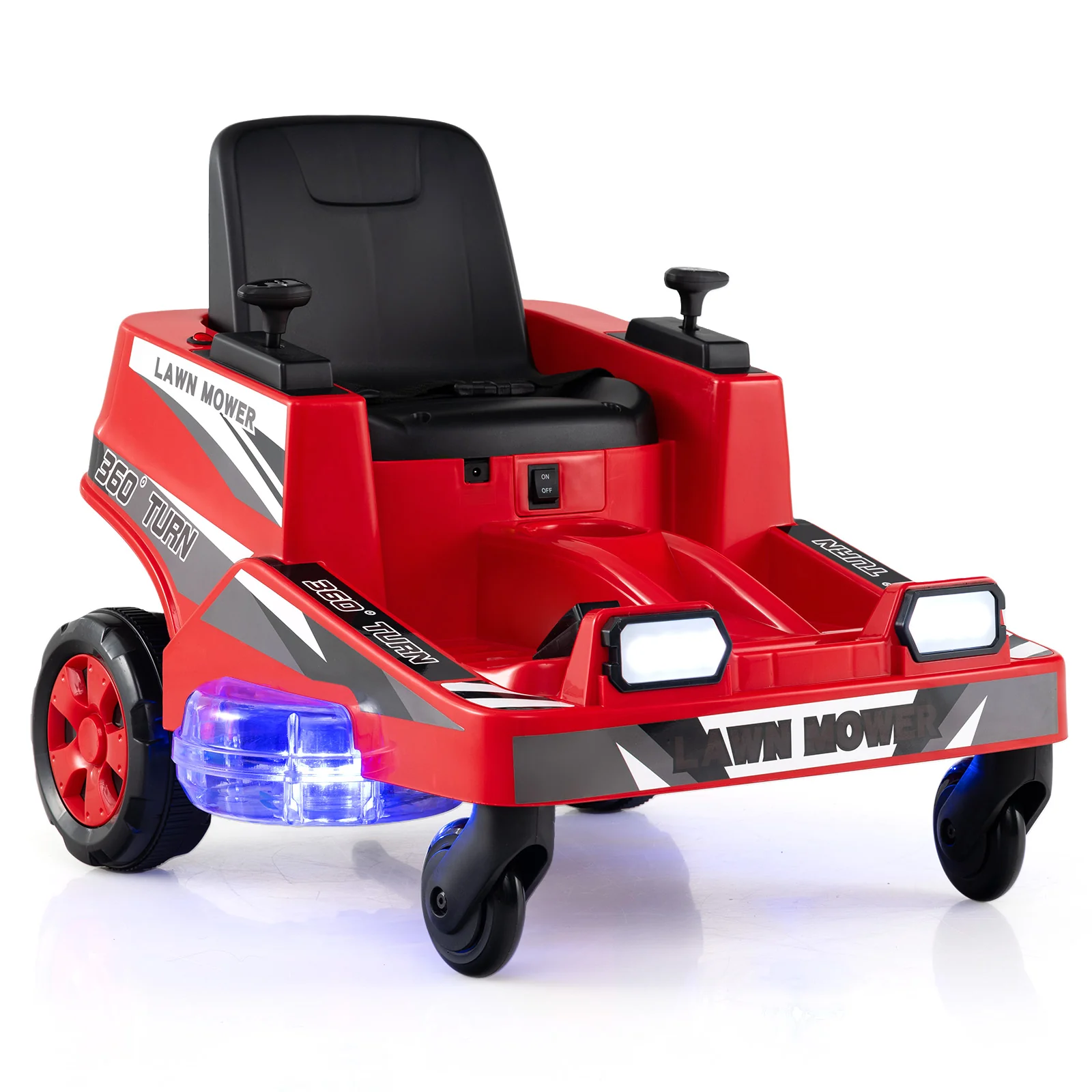 12V Ride on Lawn Mower for Kids with Dual Control Sticks and LED Lights - Image 10