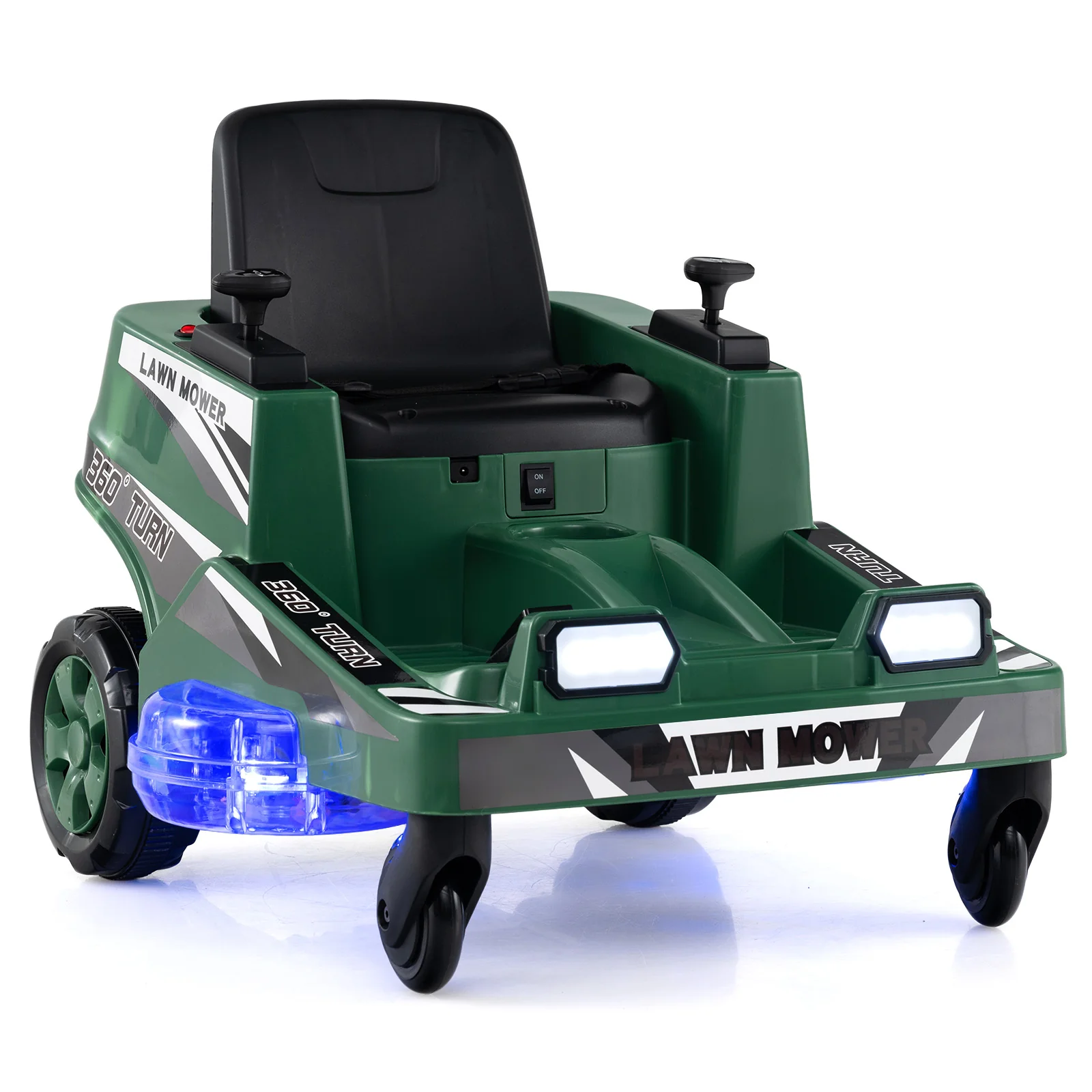 12V Ride on Lawn Mower for Kids with Dual Control Sticks and LED Lights - Image 2