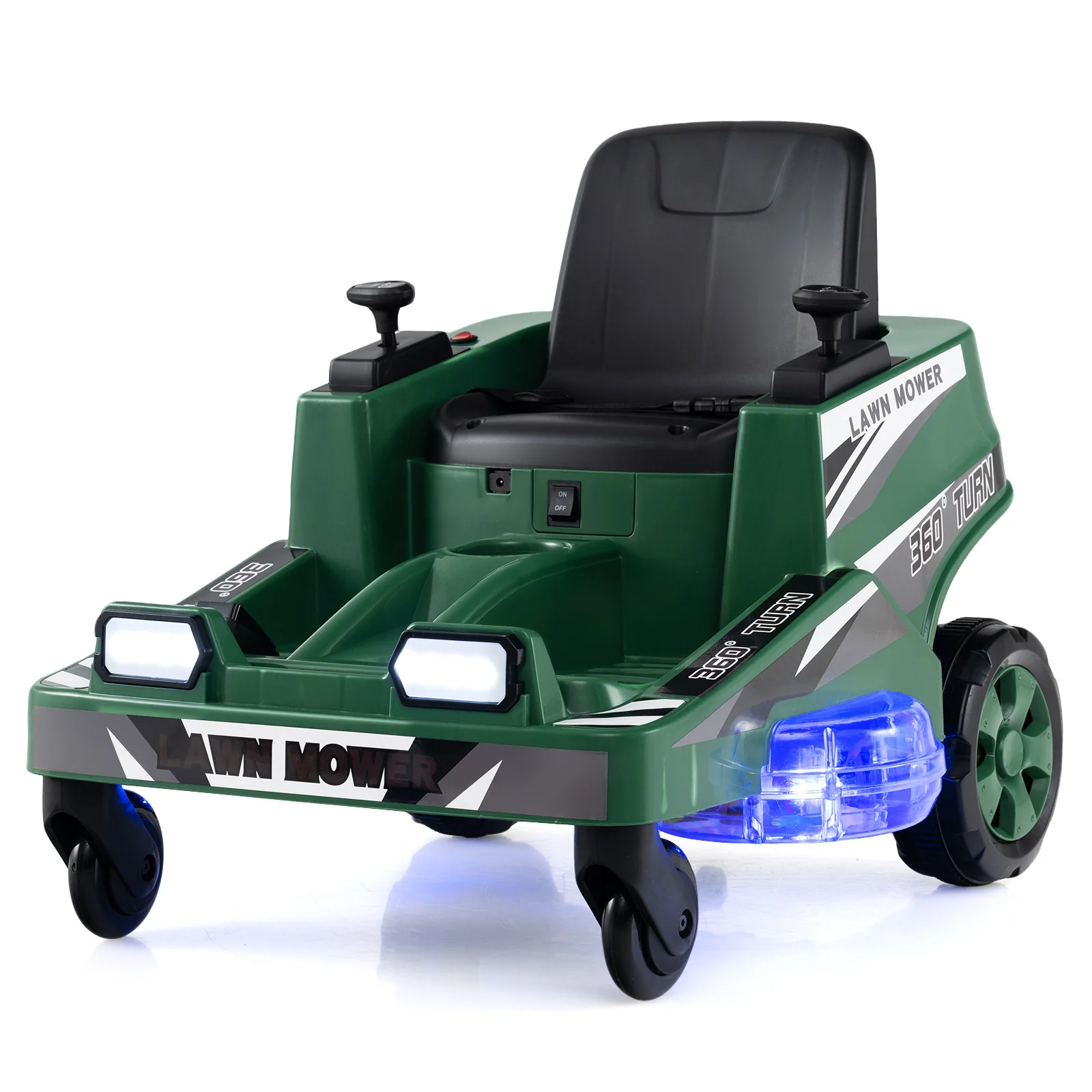 12V Ride on Lawn Mower for Kids with Dual Control Sticks and LED Lights - Image 3