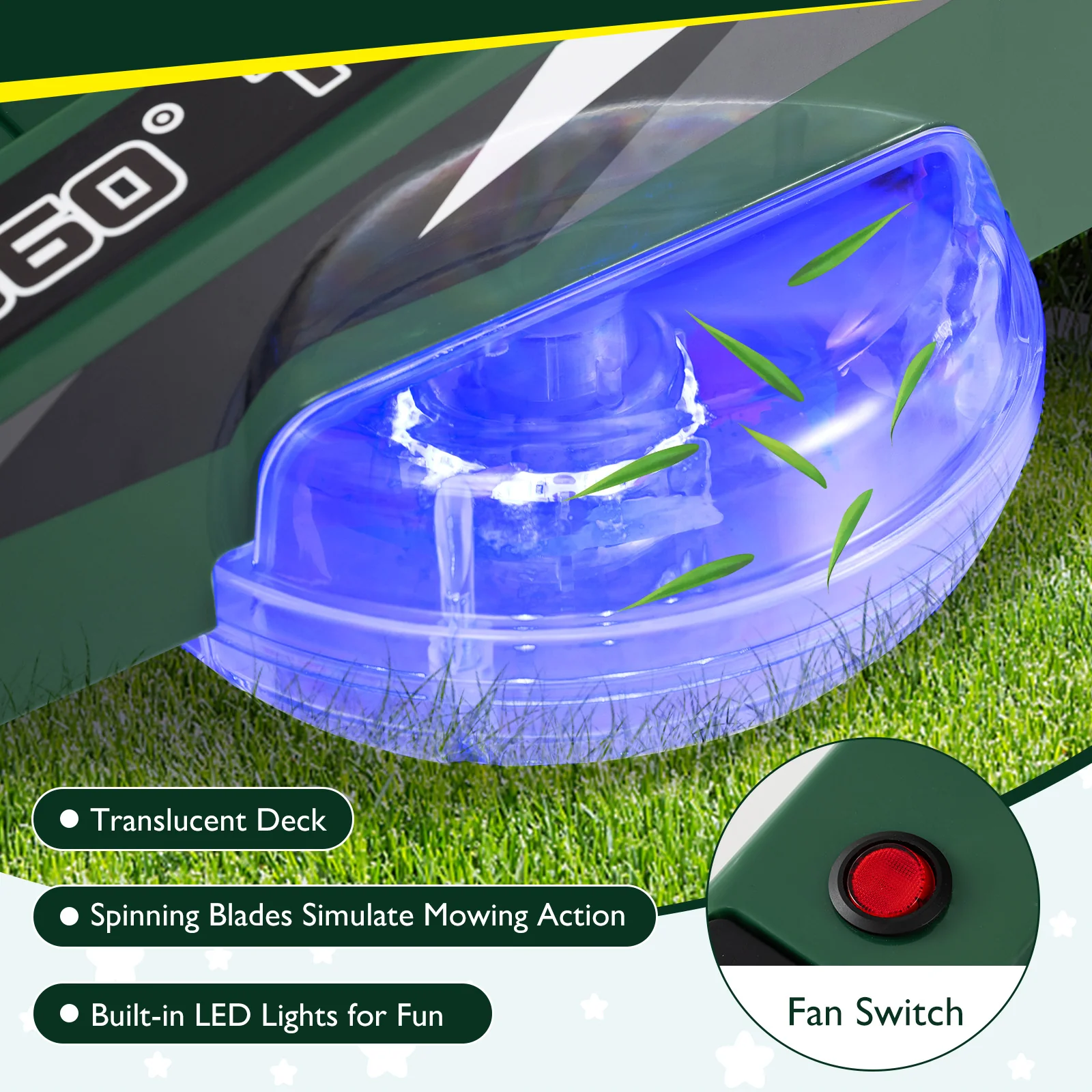 12V Ride on Lawn Mower for Kids with Dual Control Sticks and LED Lights - Image 7